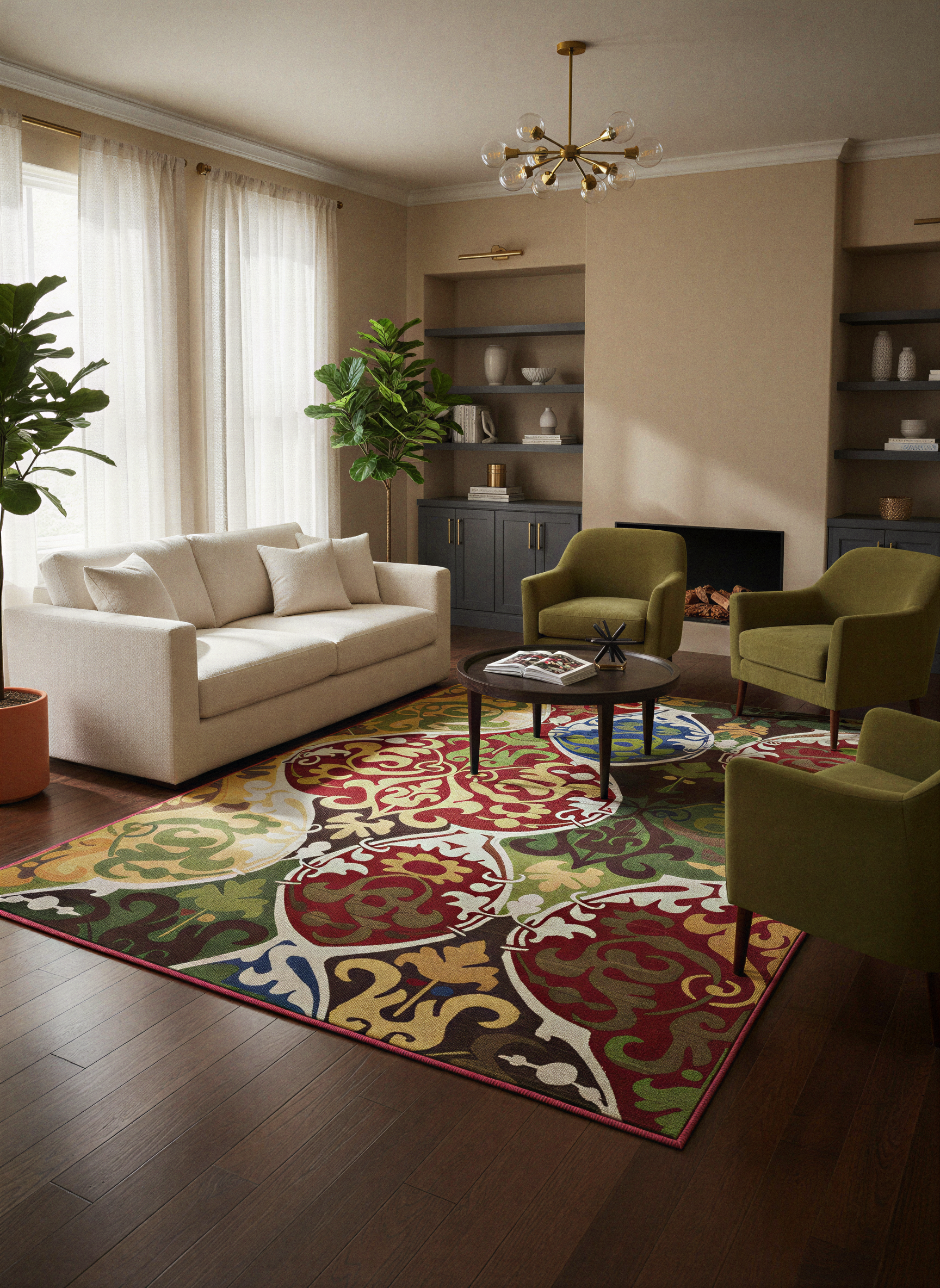 Arte HD032 Klasik Desenli Renkli Dekoratif Dokuma Halı