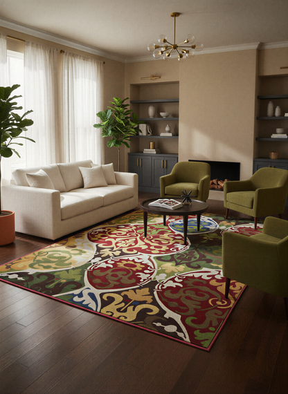 Arte HD032 Klasik Desenli Renkli Dekoratif Dokuma Halı