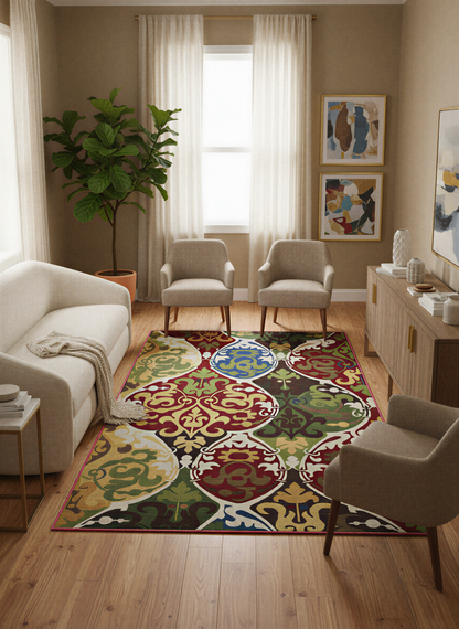 Arte HD032 Klasik Desenli Renkli Dekoratif Dokuma Halı