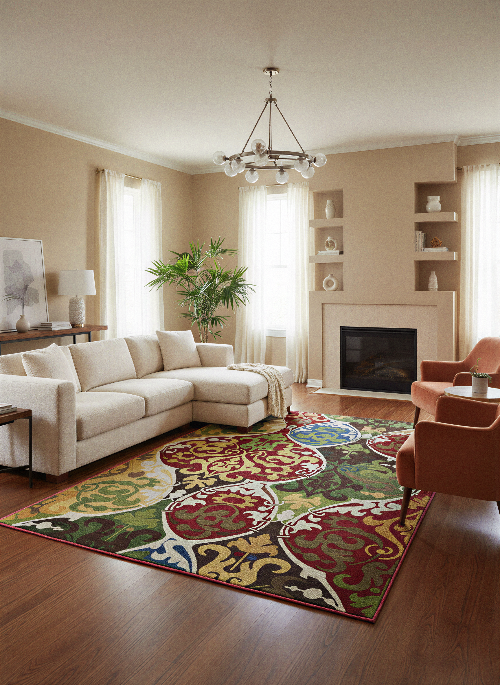 Arte HD032 Klasik Desenli Renkli Dekoratif Dokuma Halı