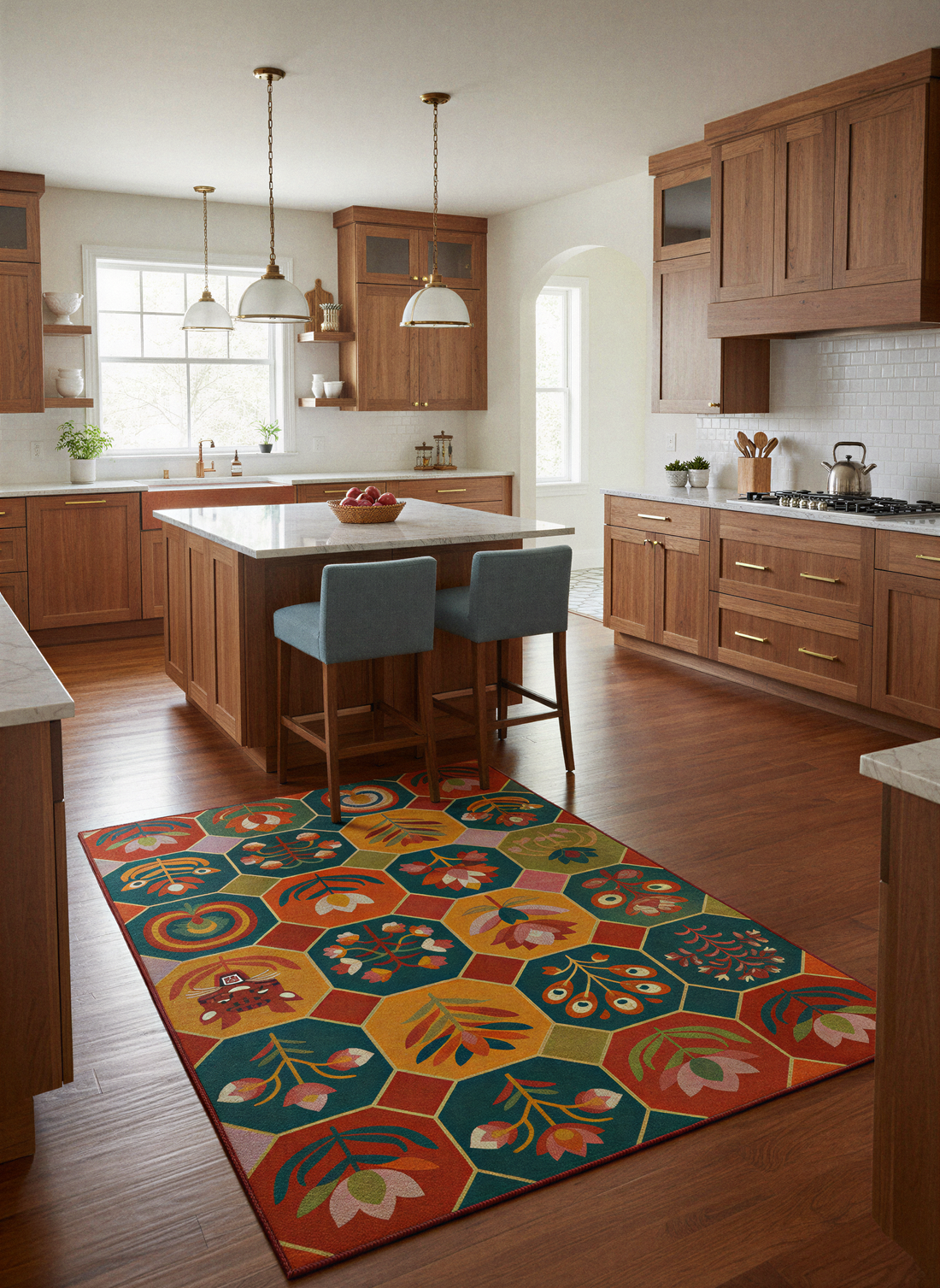 Arte HD031 Çiçek ve Hayvan Figürlü Modern Renkli Desenli Dekoratif Dokuma Halı