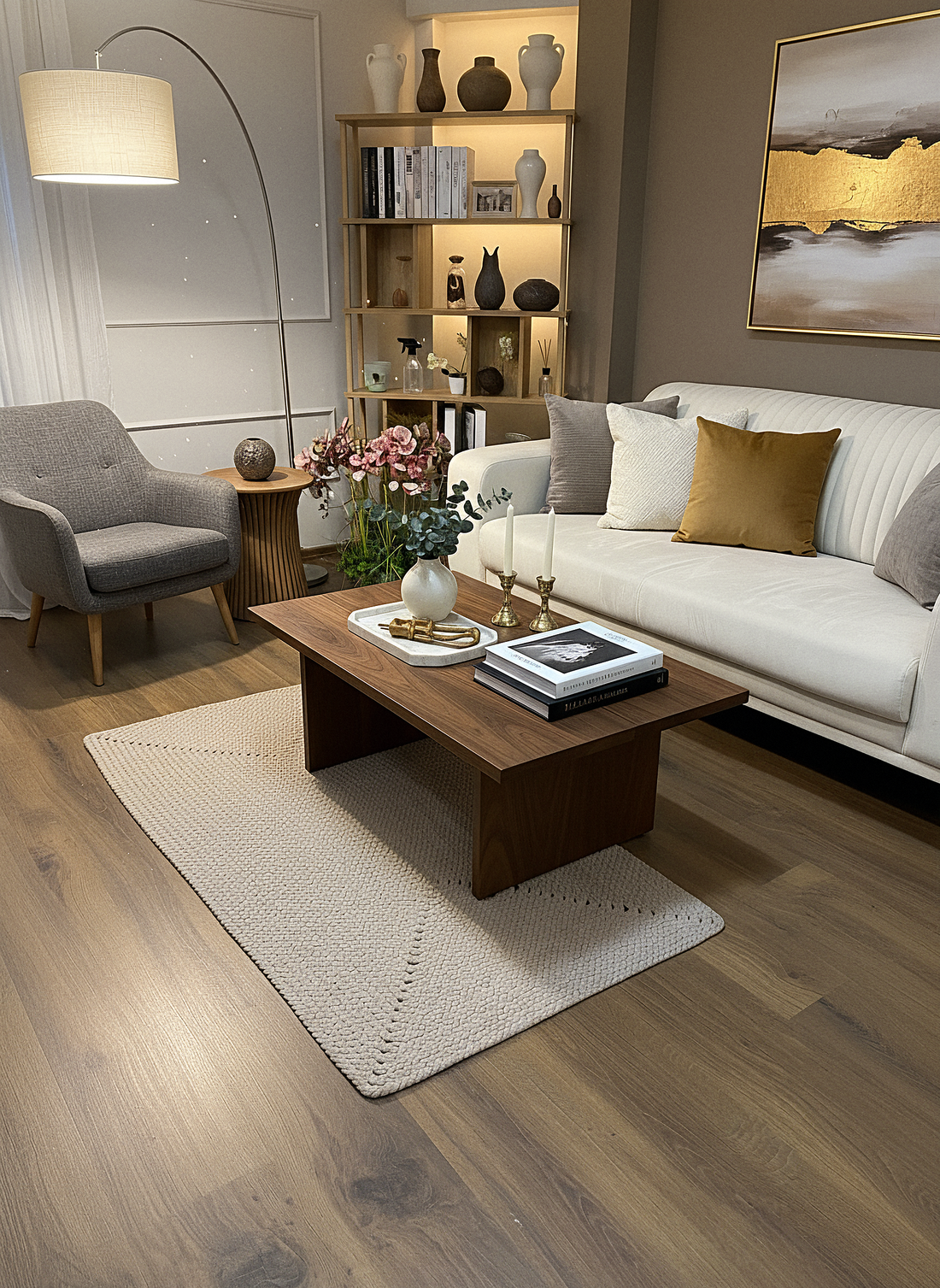 JÜT ÖRGÜ-02 BEJ El Örgüsü Jüt Hasır Halı