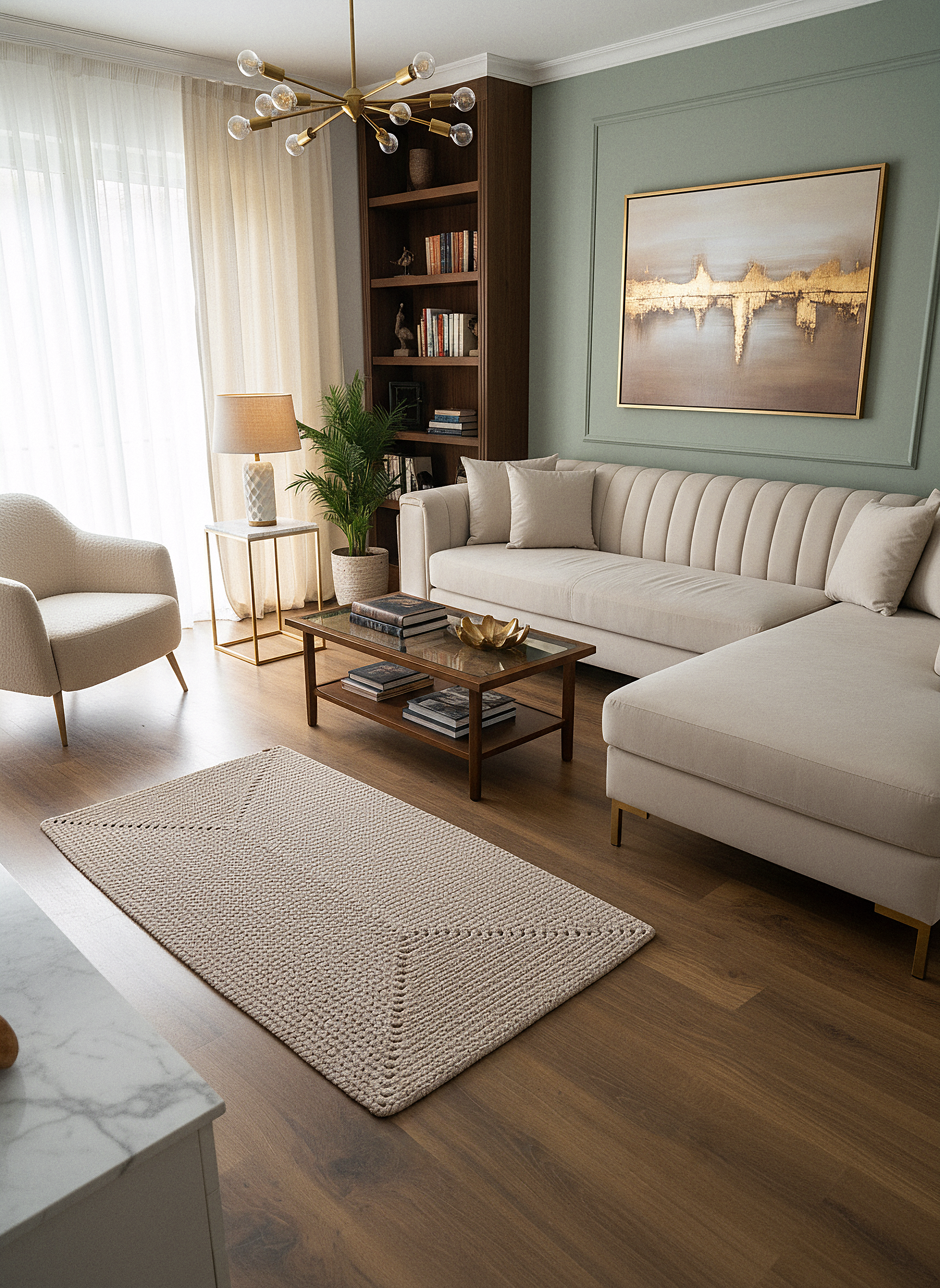 JÜT ÖRGÜ-02 BEJ El Örgüsü Jüt Hasır Halı