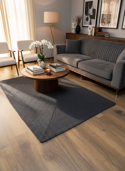 JÜT ÖRGÜ-01 ANTRASİT El Örgüsü Jüt Hasır Halı