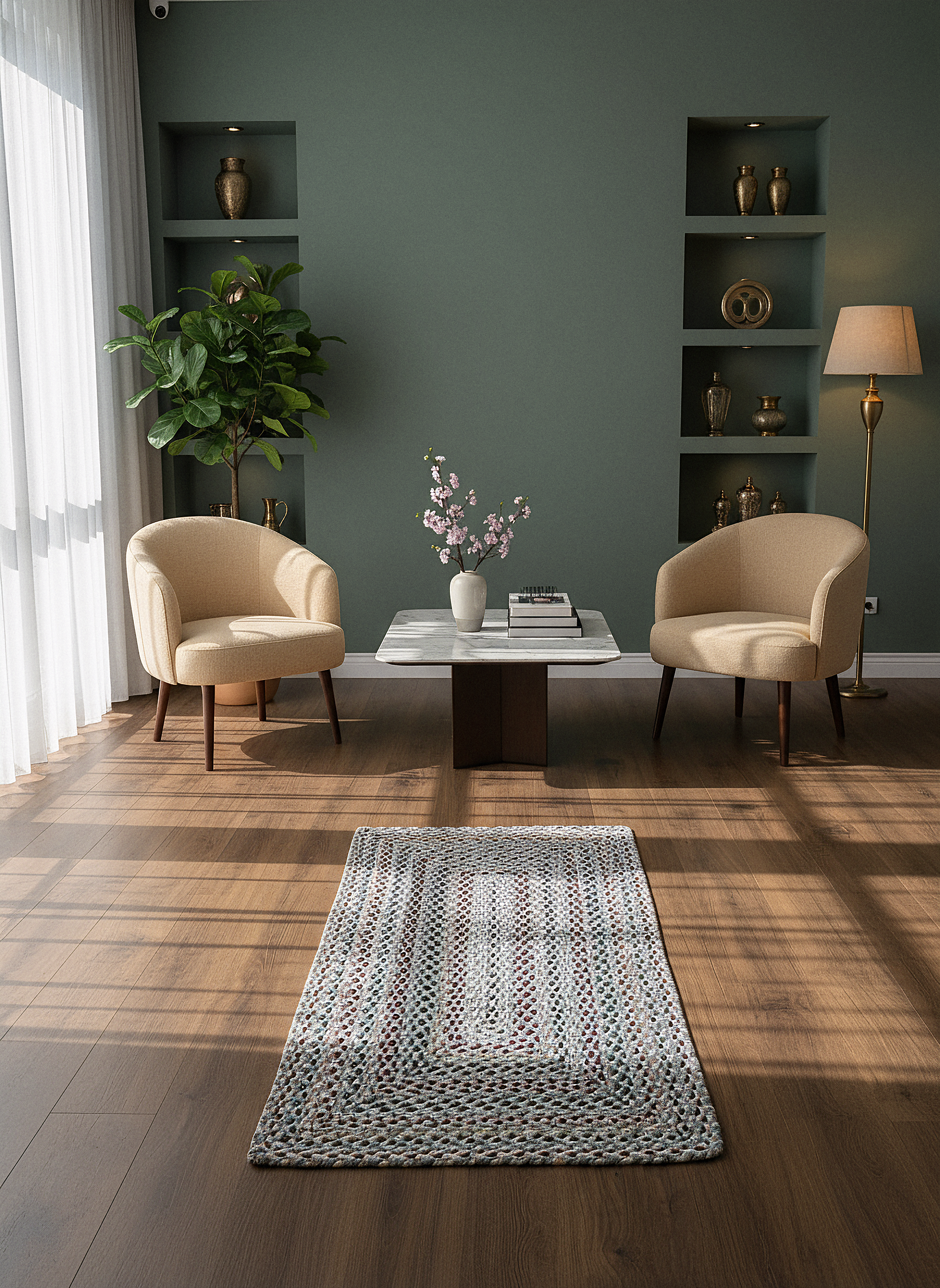 JÜT ÖRGÜ-03 BORDO GRİ El Örgüsü Jüt Hasır Halı