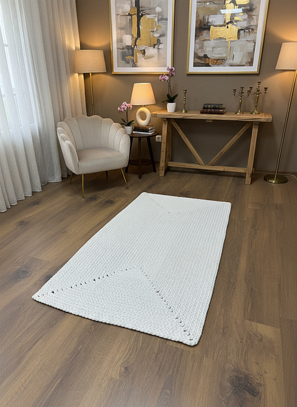 JÜT ÖRGÜ-04 EKRU El Örgüsü Jüt Hasır Halı