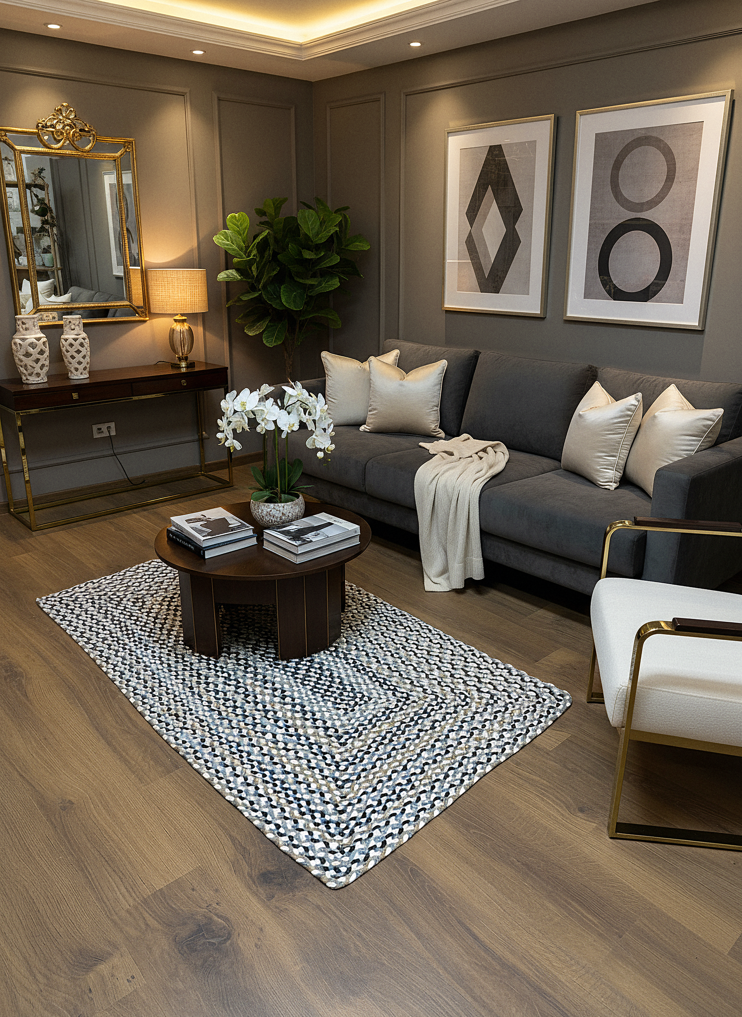 JÜT ÖRGÜ-05 GRİ VİZON El Örgüsü Jüt Hasır Halı