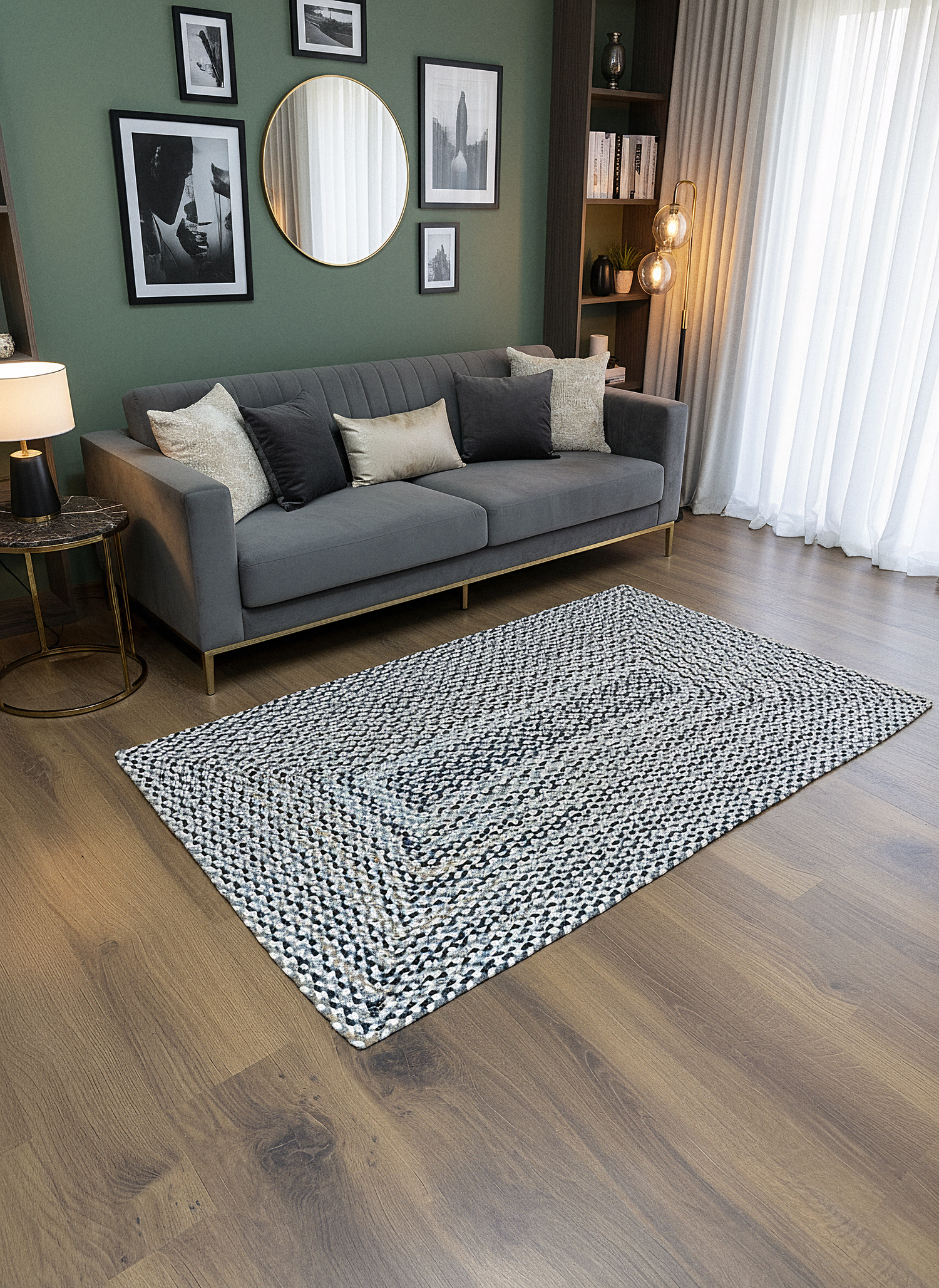 JÜT ÖRGÜ-05 GRİ VİZON El Örgüsü Jüt Hasır Halı