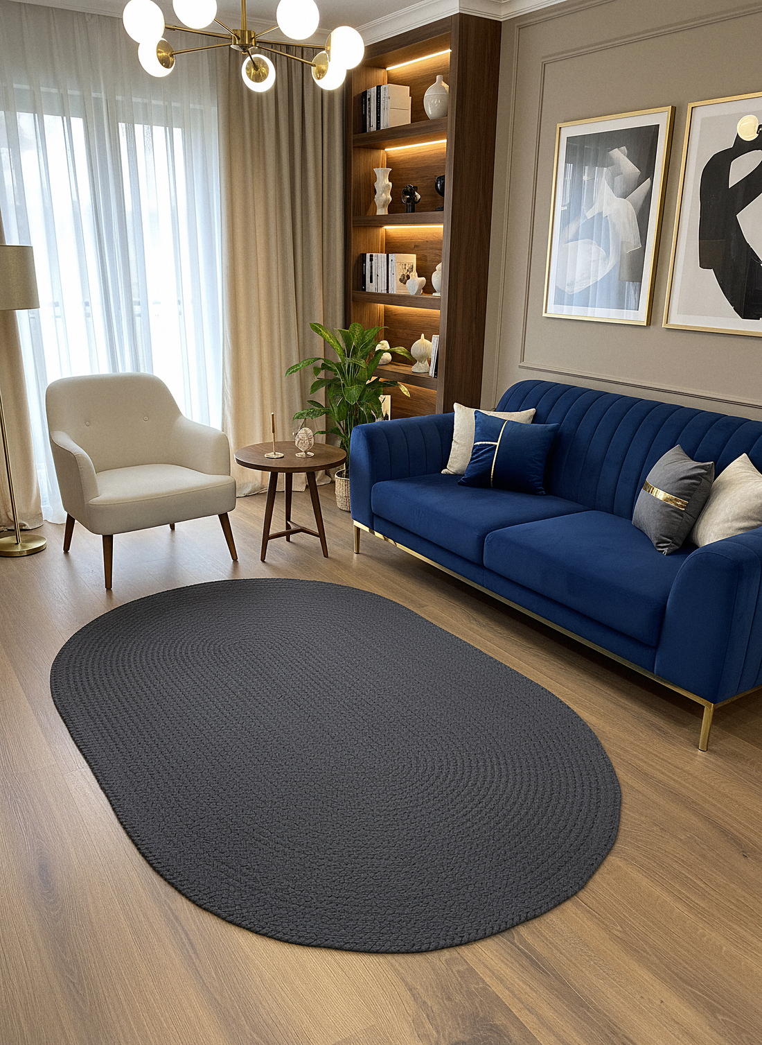 JÜT ÖRGÜ-06 ANTRASİT El Örgüsü Jüt Hasır Halı