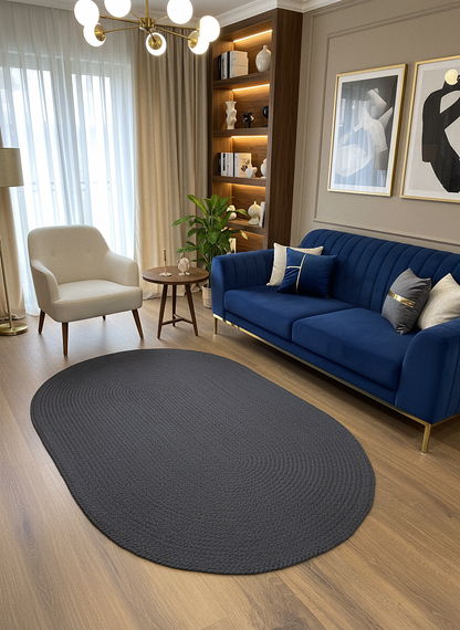 JÜT ÖRGÜ-06 ANTRASİT El Örgüsü Jüt Hasır Halı