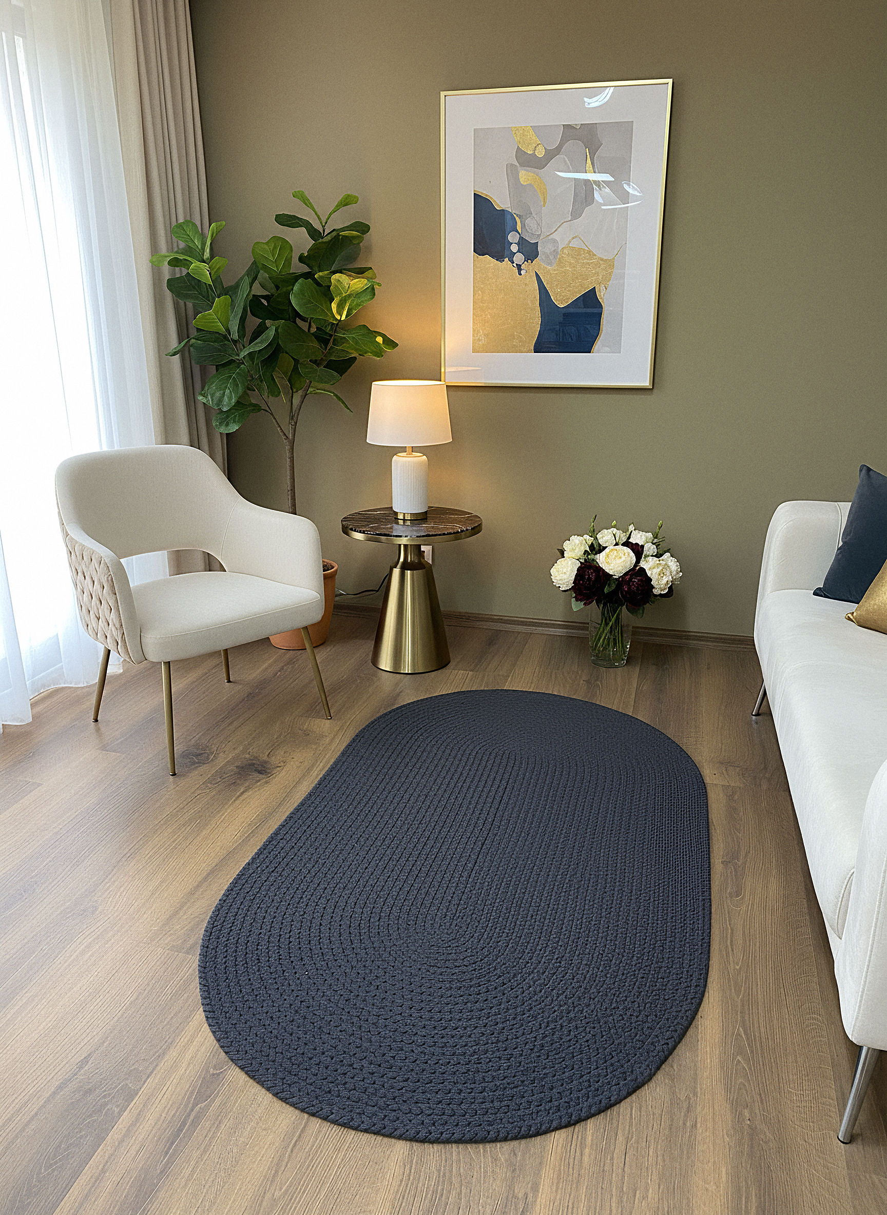 JÜT ÖRGÜ-06 ANTRASİT El Örgüsü Jüt Hasır Halı