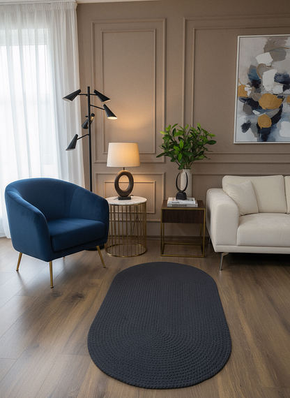 JÜT ÖRGÜ-06 ANTRASİT El Örgüsü Jüt Hasır Halı