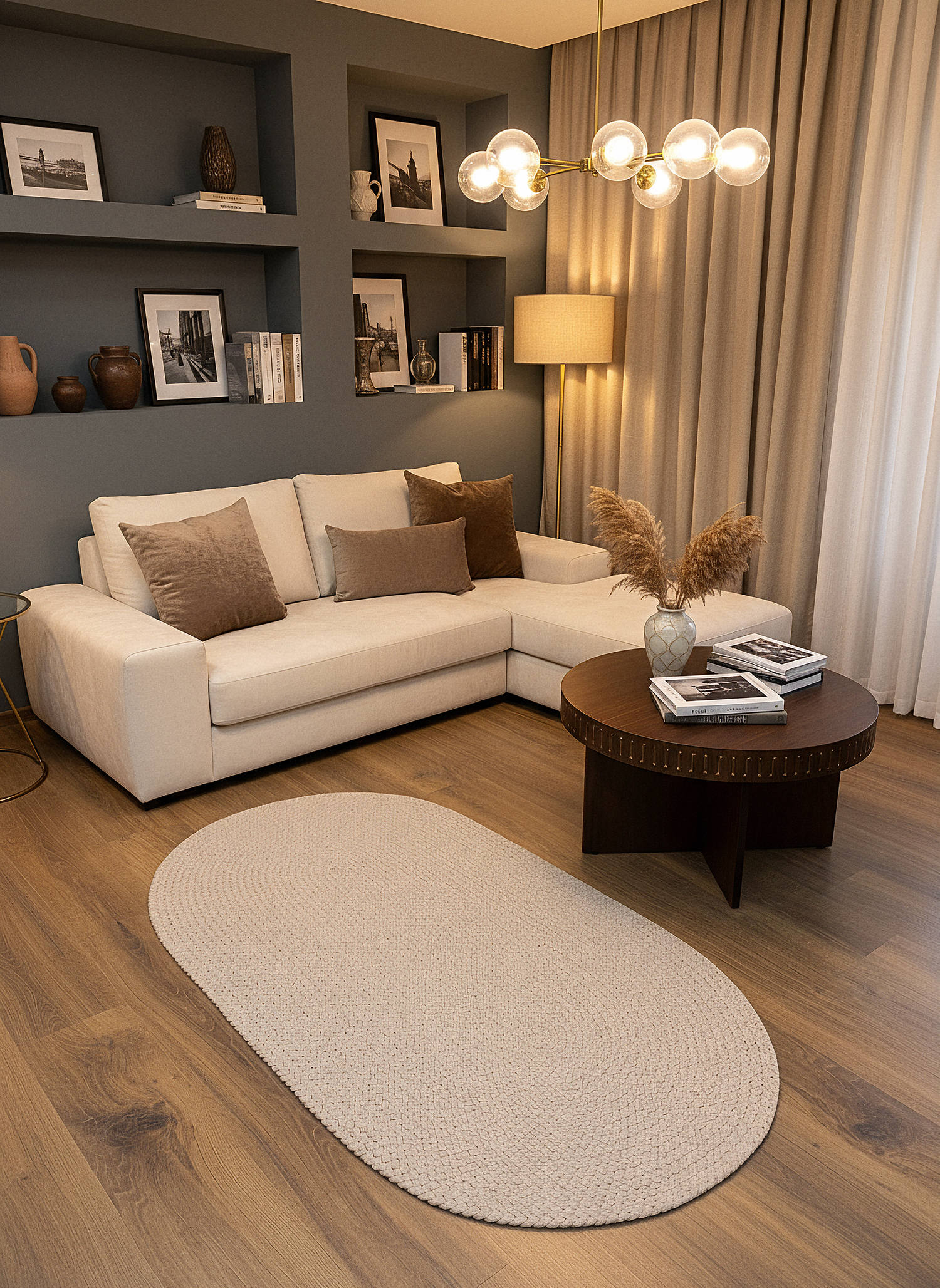 JÜT ÖRGÜ-07 BEJ El Örgüsü Jüt Hasır Halı