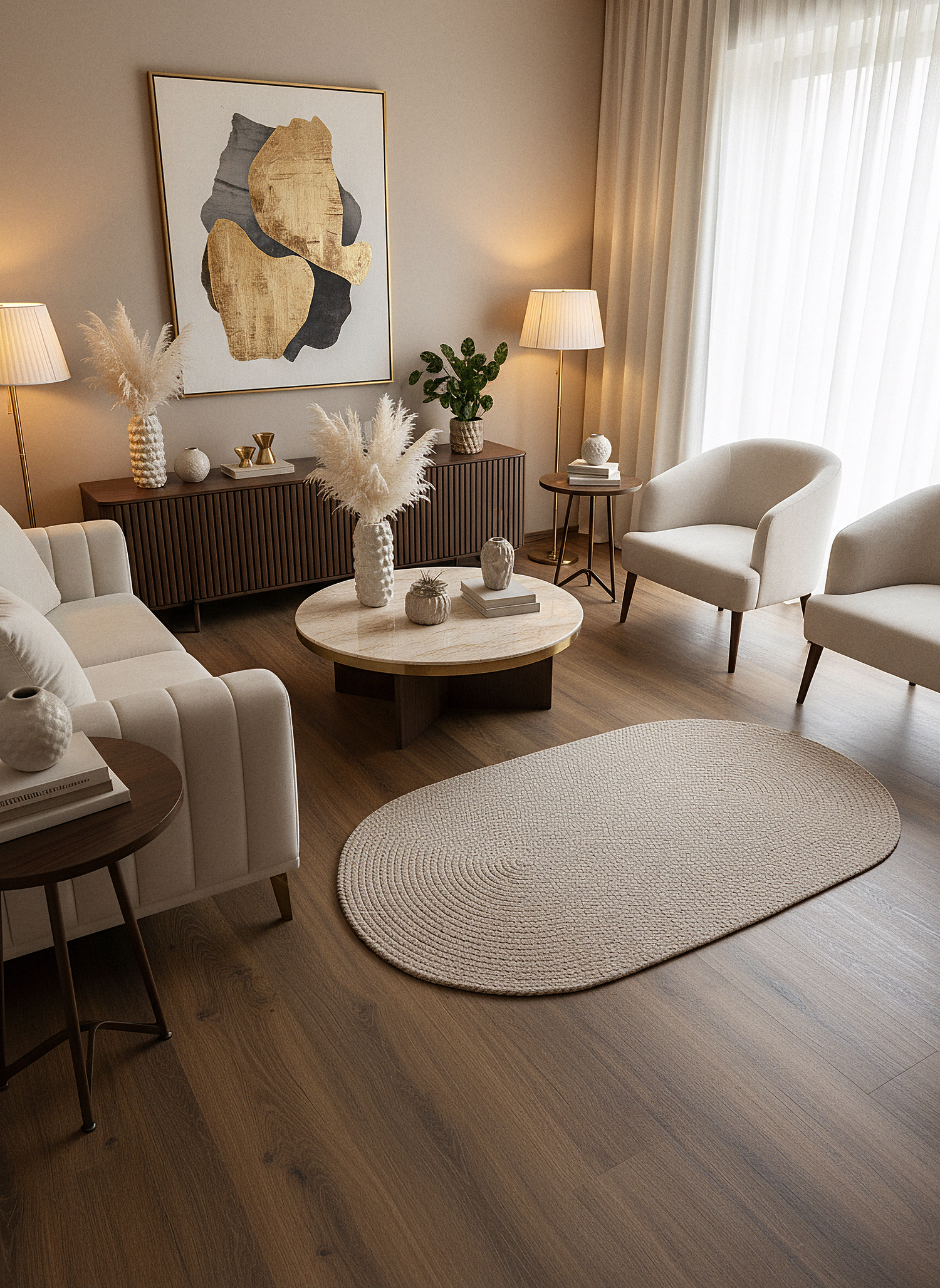 JÜT ÖRGÜ-07 BEJ El Örgüsü Jüt Hasır Halı