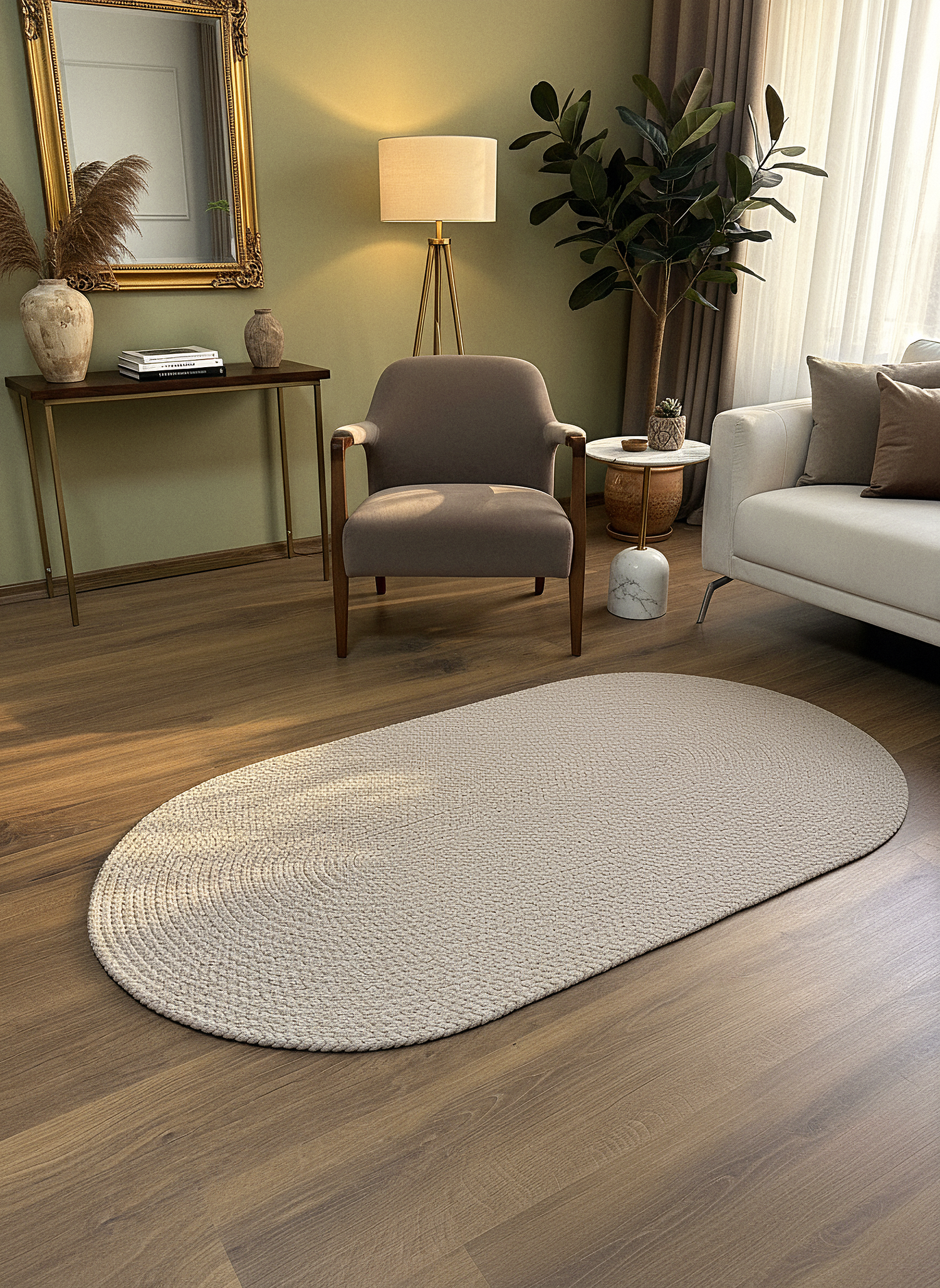 JÜT ÖRGÜ-07 BEJ El Örgüsü Jüt Hasır Halı