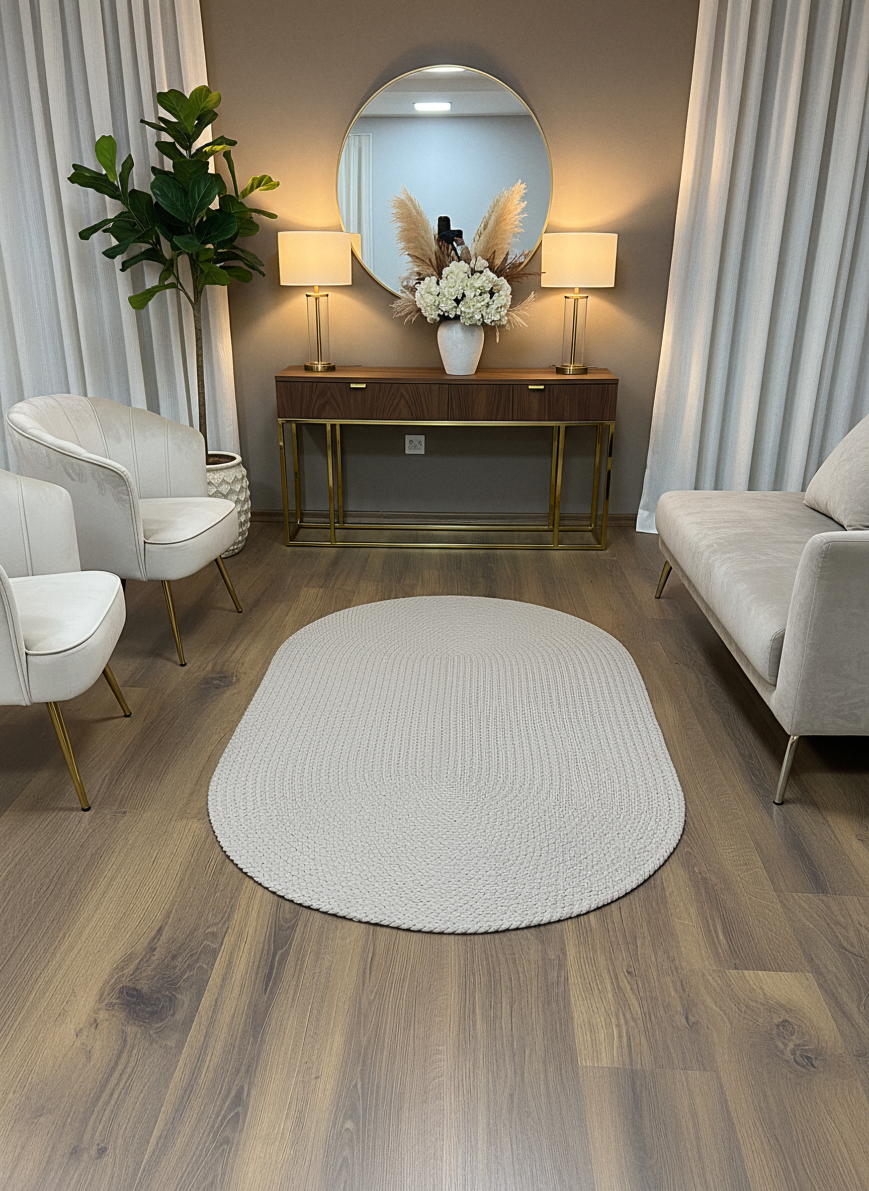 KNİTTED RUG 07 - Knitted Oval Rug