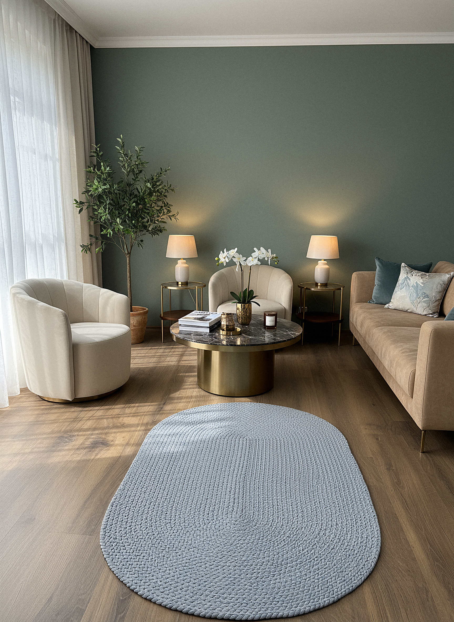 JÜT ÖRGÜ-08 GRİ El Örgüsü Jüt Hasır Halı