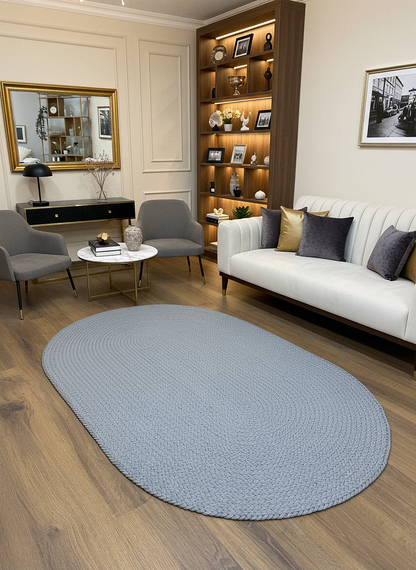 JÜT ÖRGÜ-08 GRİ El Örgüsü Jüt Hasır Halı