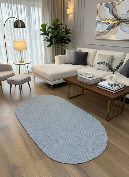 JÜT ÖRGÜ-08 GRİ El Örgüsü Jüt Hasır Halı