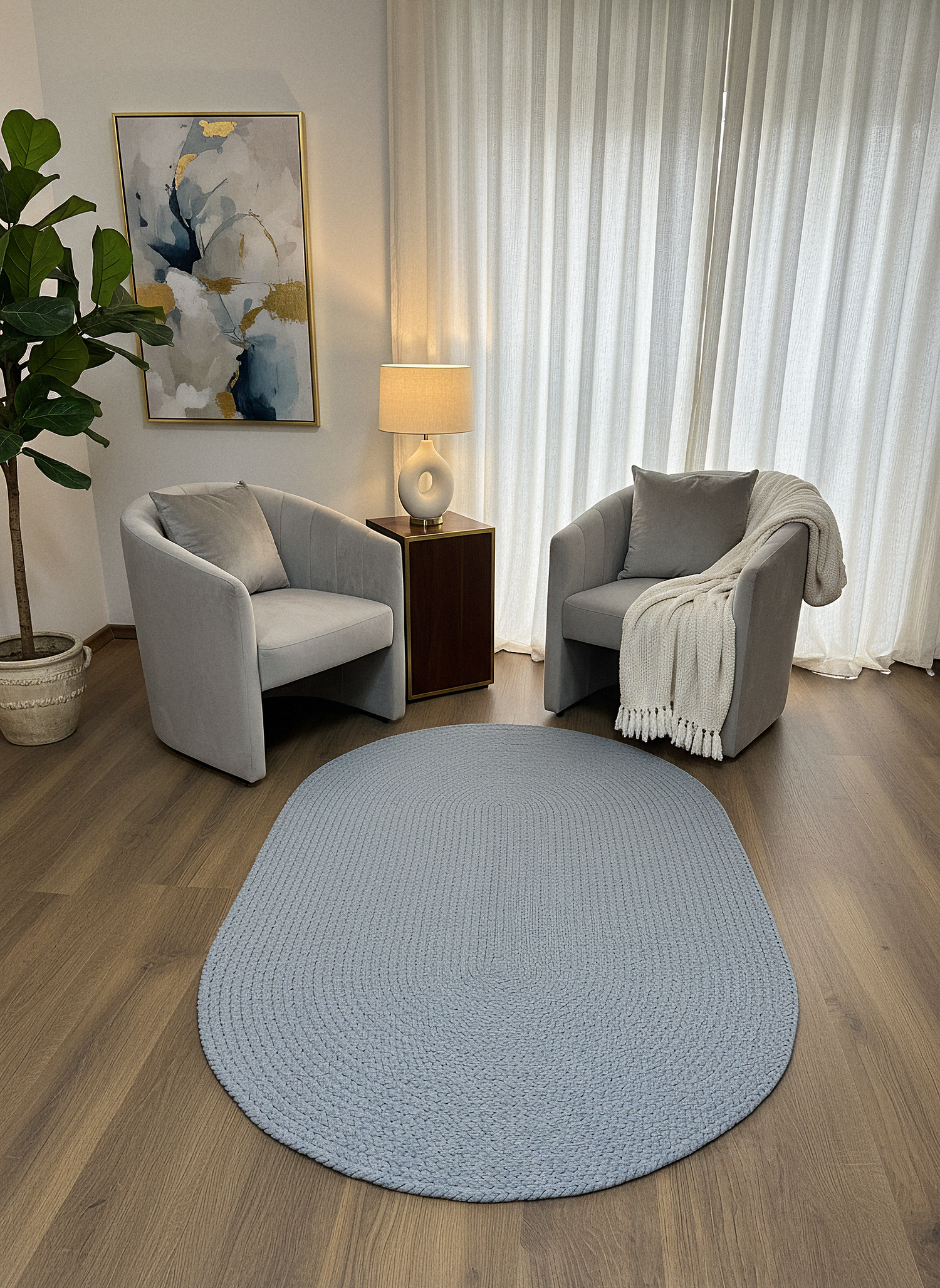 KNİTTED RUG 08 - Knitted Oval Rug