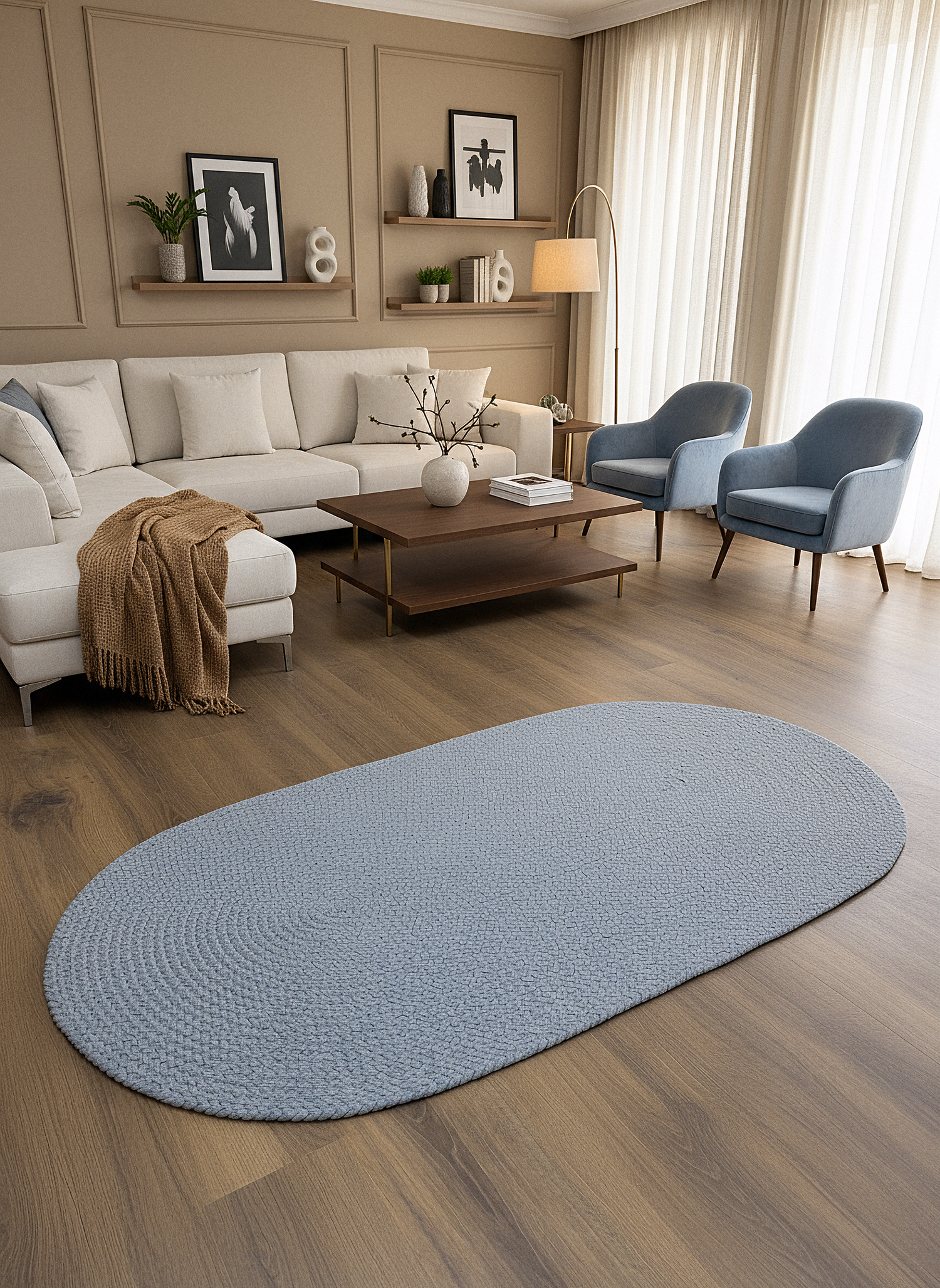 KNİTTED RUG 08 - Knitted Oval Rug