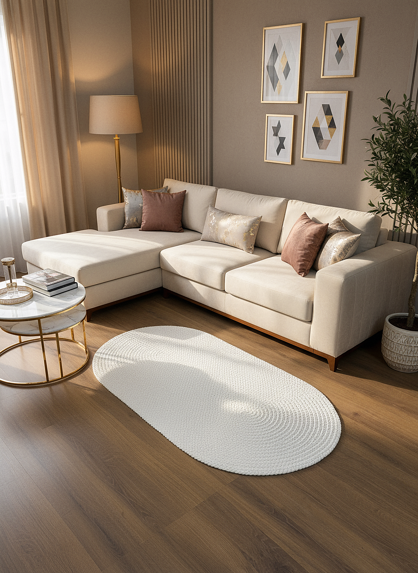 JÜT ÖRGÜ-09 KREM El Örgüsü Jüt Hasır Halı