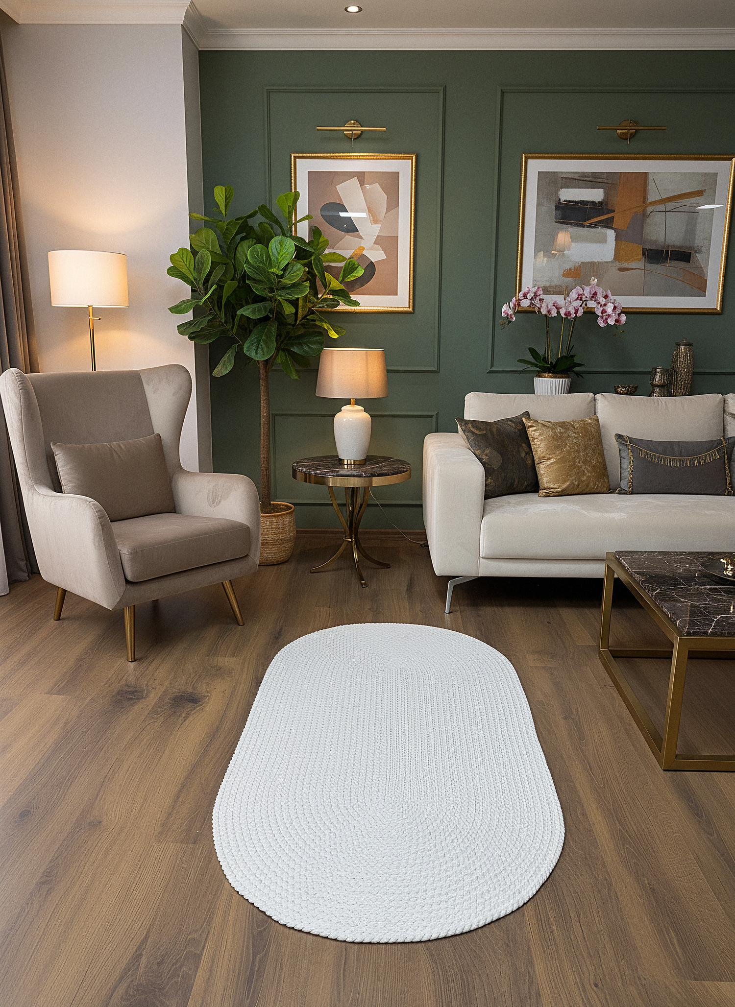 JÜT ÖRGÜ-09 KREM El Örgüsü Jüt Hasır Halı