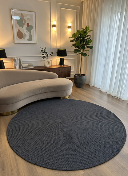 JÜT ÖRGÜ-11 ANTRASİT El Örgüsü Jüt Hasır Halı