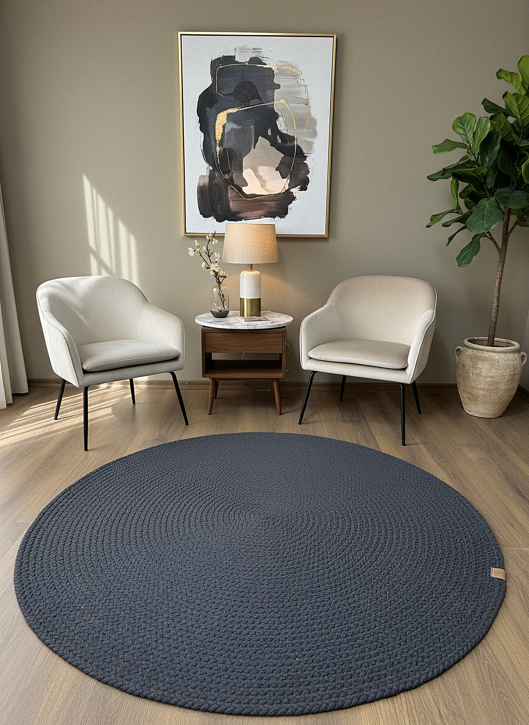 JÜT ÖRGÜ-11 ANTRASİT El Örgüsü Jüt Hasır Halı