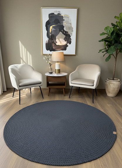 JÜT ÖRGÜ-11 ANTRASİT El Örgüsü Jüt Hasır Halı