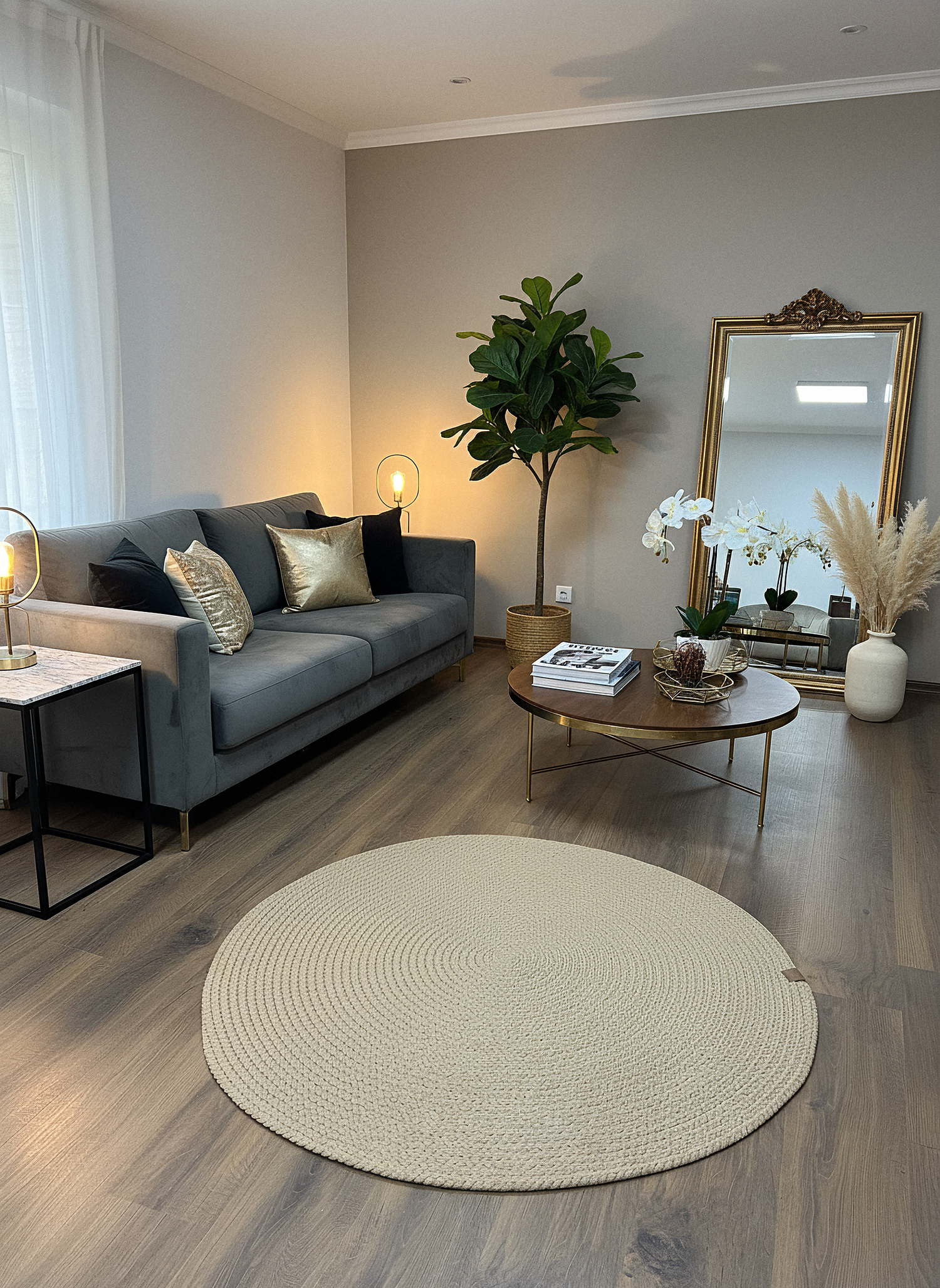 JÜT ÖRGÜ-13 BEJ El Örgüsü Jüt Hasır Halı