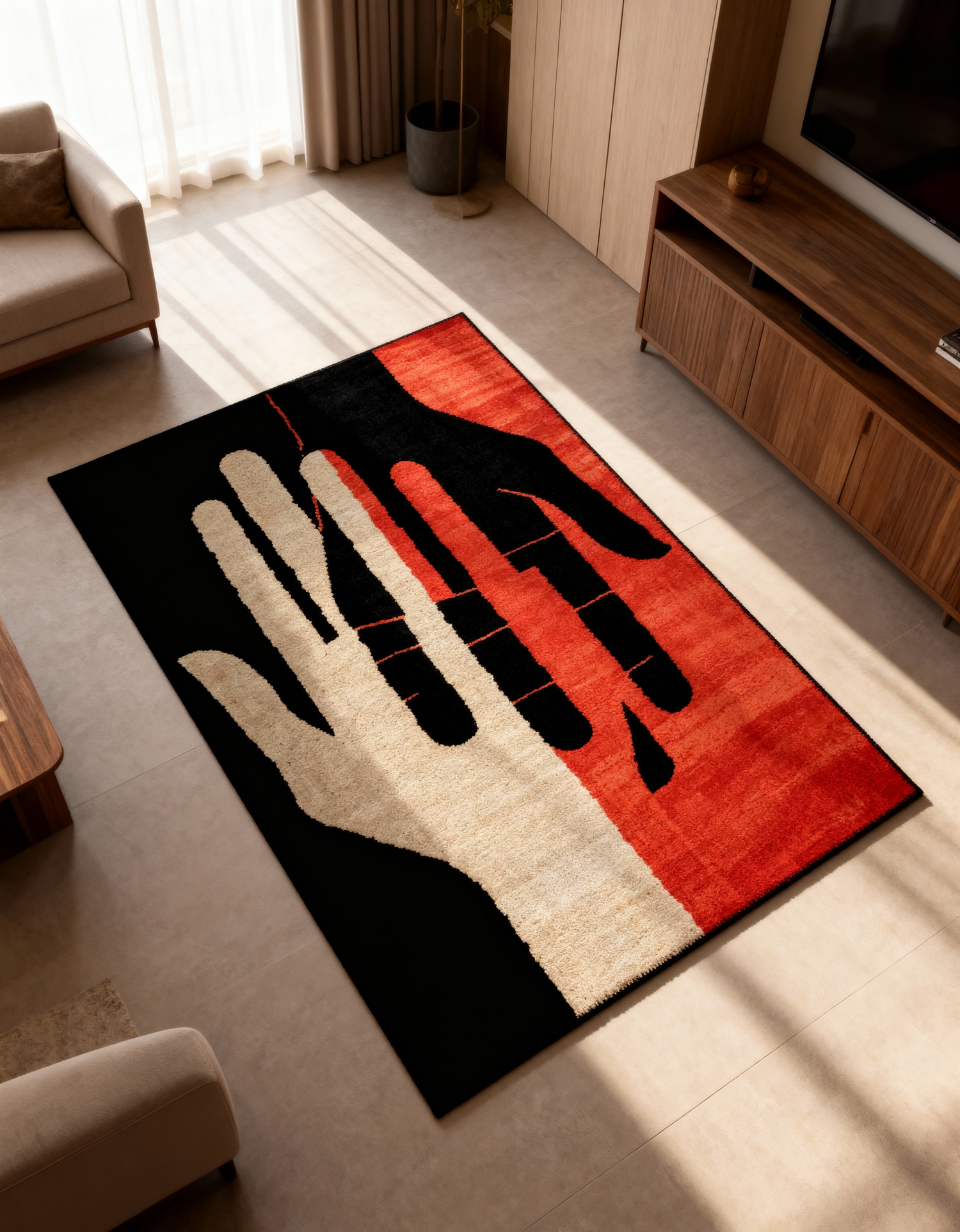 Arte HD011 Modern El Figürlü Renkli Dekoratif Dokuma Halı