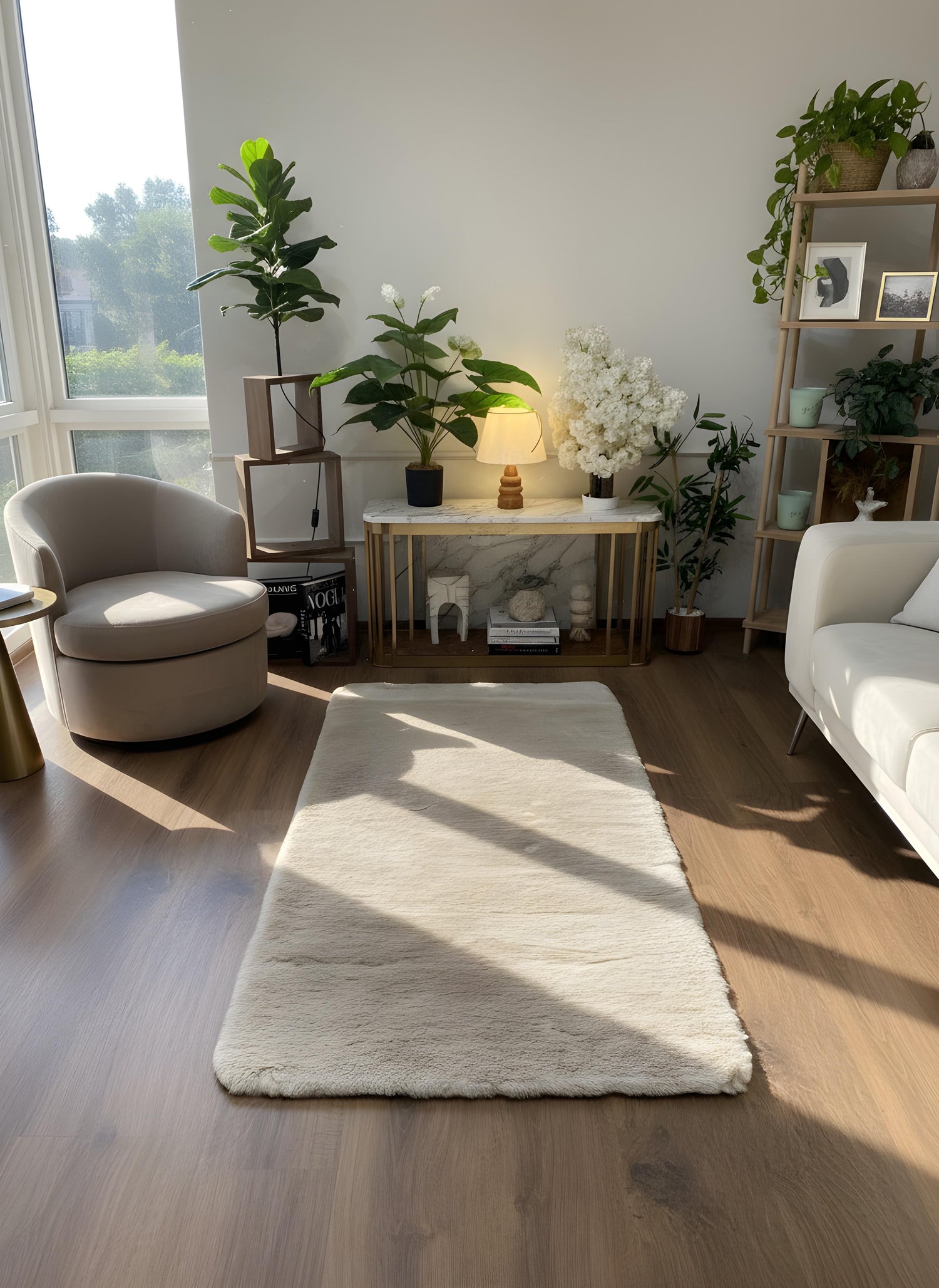 TAVŞAN BEJ -  Kaymaz Deri Taban Tavşan Shaggy Yatak Odası Oturma Odası Çocuk Odası Halısı