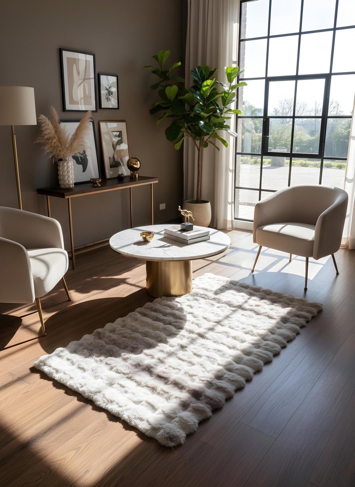 TAVŞAN NEO KAHVE -  Kaymaz Taban Tavşan Shaggy Yatak Odası Oturma Odası Çocuk Odası Halısı