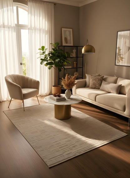 MYRA BEJ Geometrik Desenli Modern Salon Mutfak Koridor Balkon Halısı