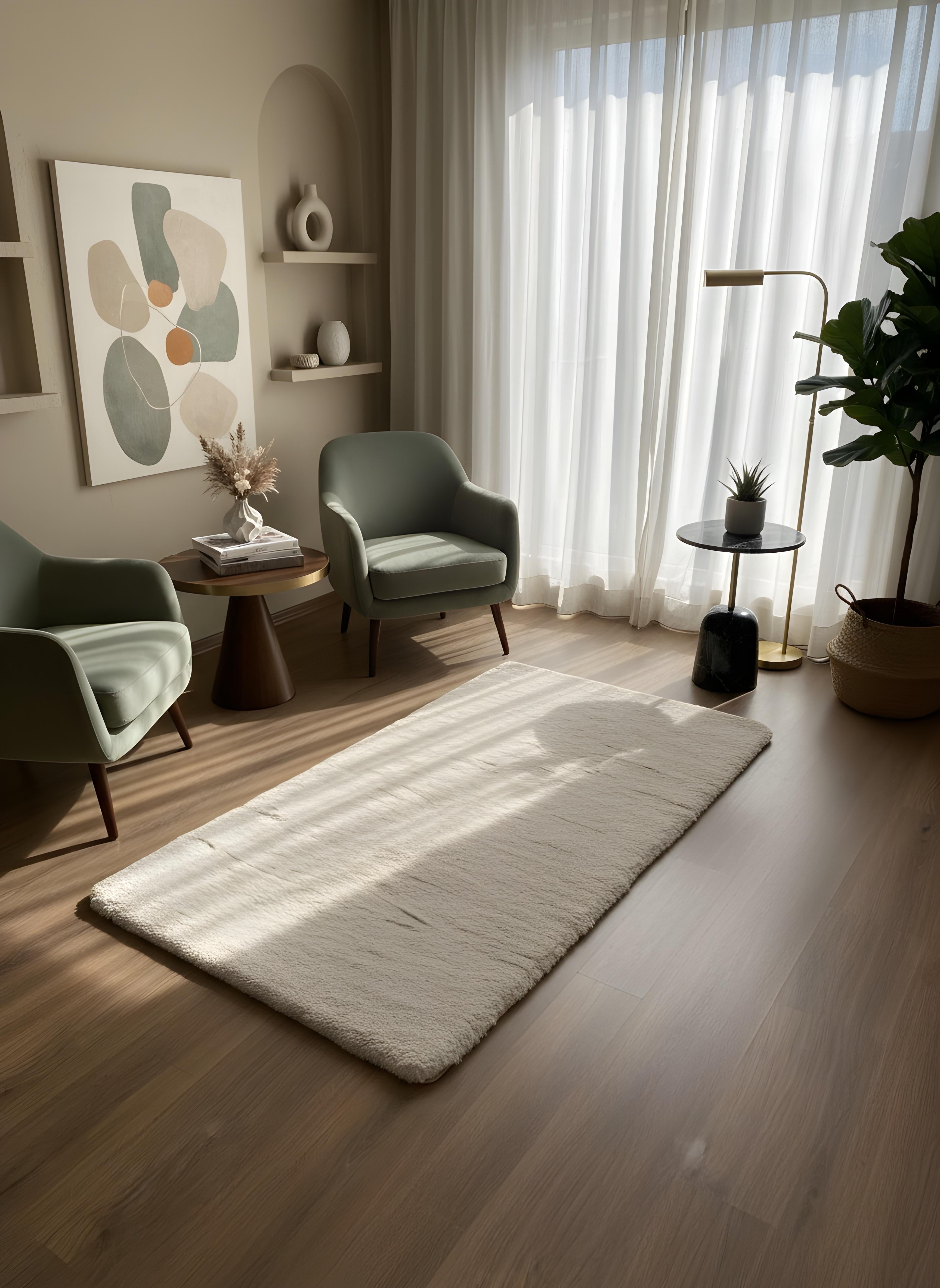 TAVŞAN BEJ -  Kaymaz Deri Taban Tavşan Shaggy Yatak Odası Oturma Odası Çocuk Odası Halısı