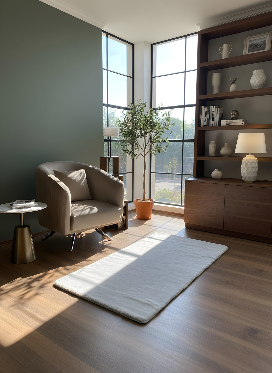 TAVŞAN GRİ -  Kaymaz Deri Taban Tavşan Shaggy Yatak Odası Oturma Odası Çocuk Odası Halısı