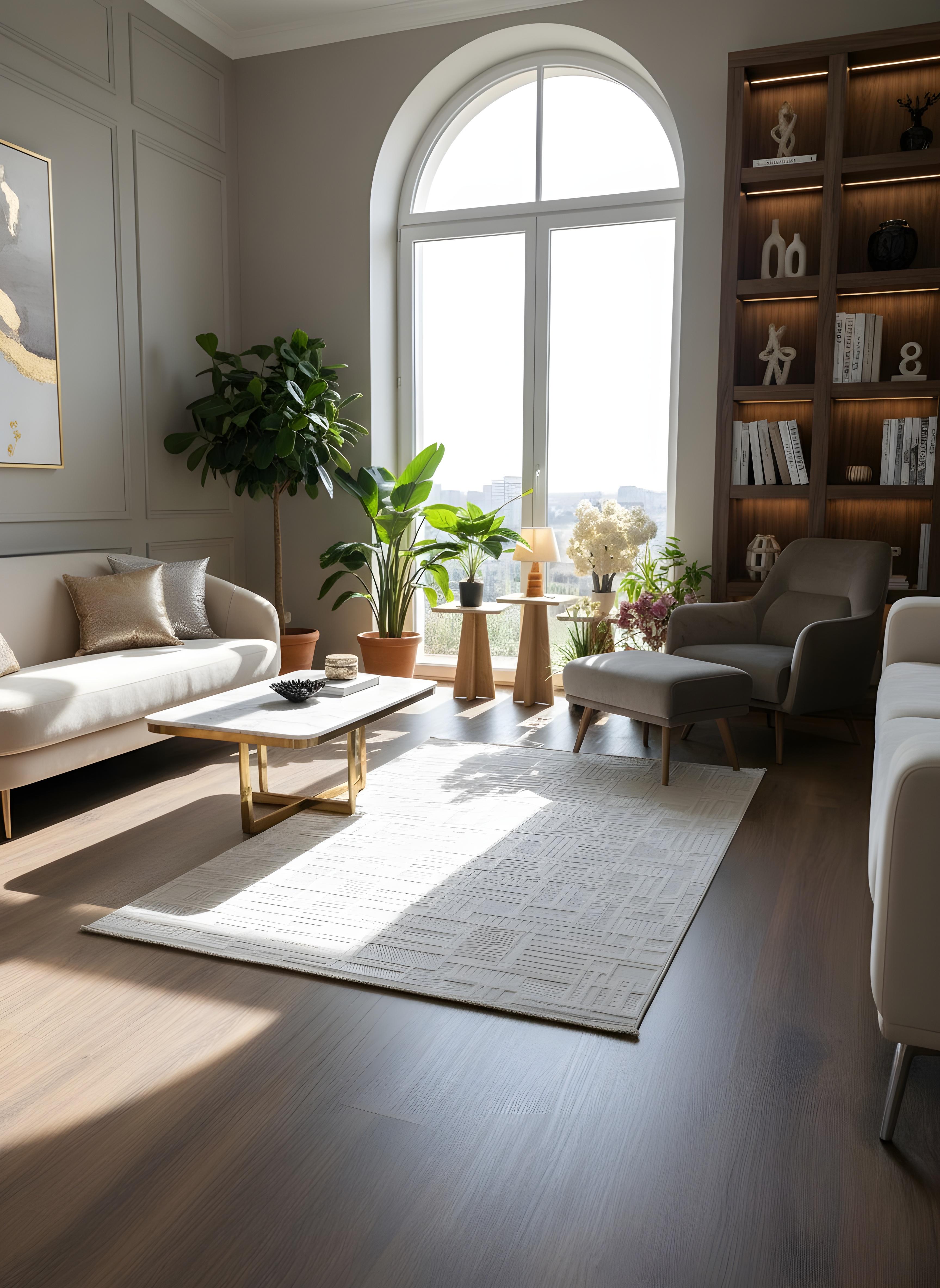 MYRA BEJ Geometrik Desenli Modern Salon Mutfak Koridor Balkon Halısı