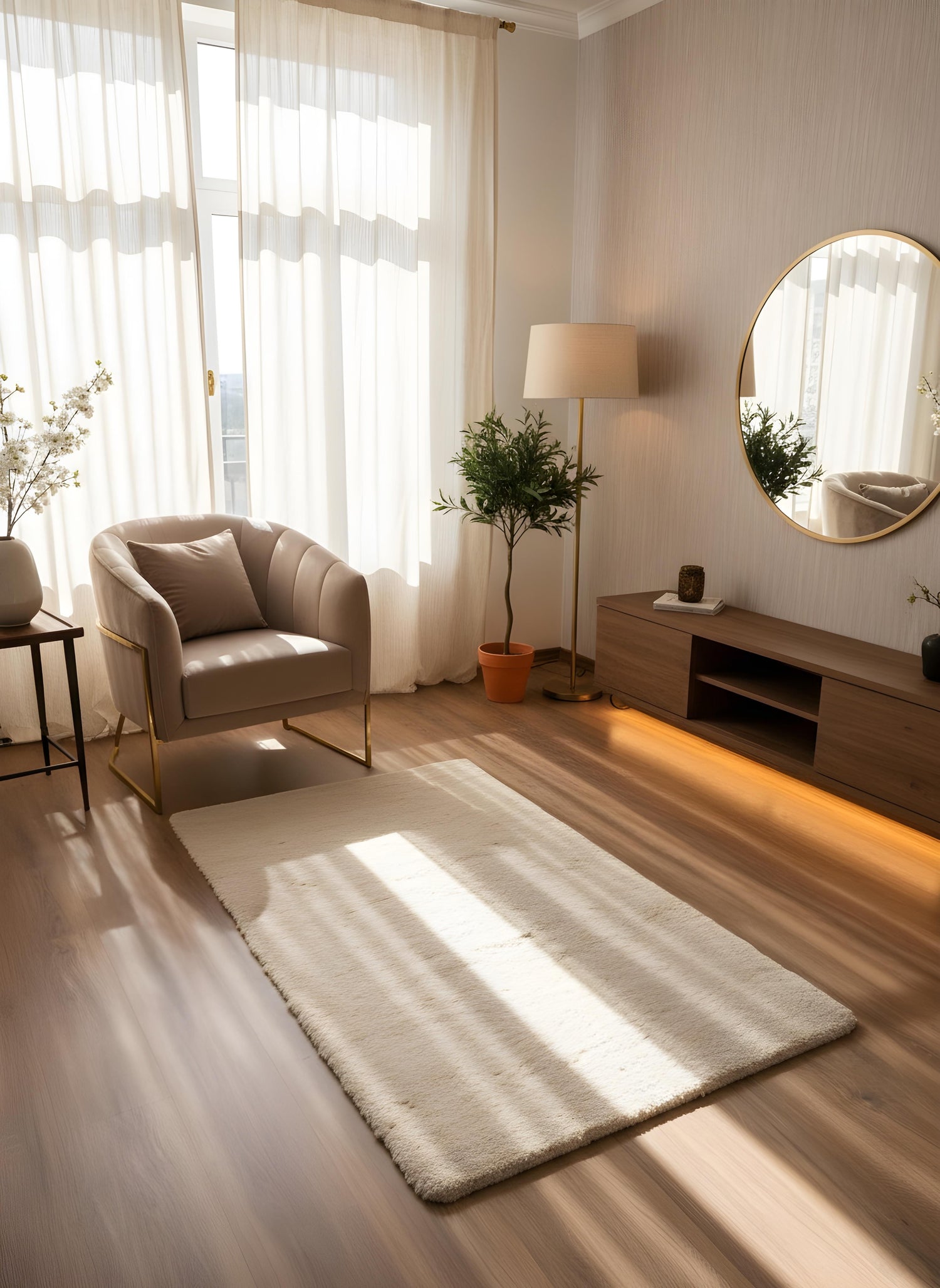 TAVŞAN BEJ -  Kaymaz Deri Taban Tavşan Shaggy Yatak Odası Oturma Odası Çocuk Odası Halısı