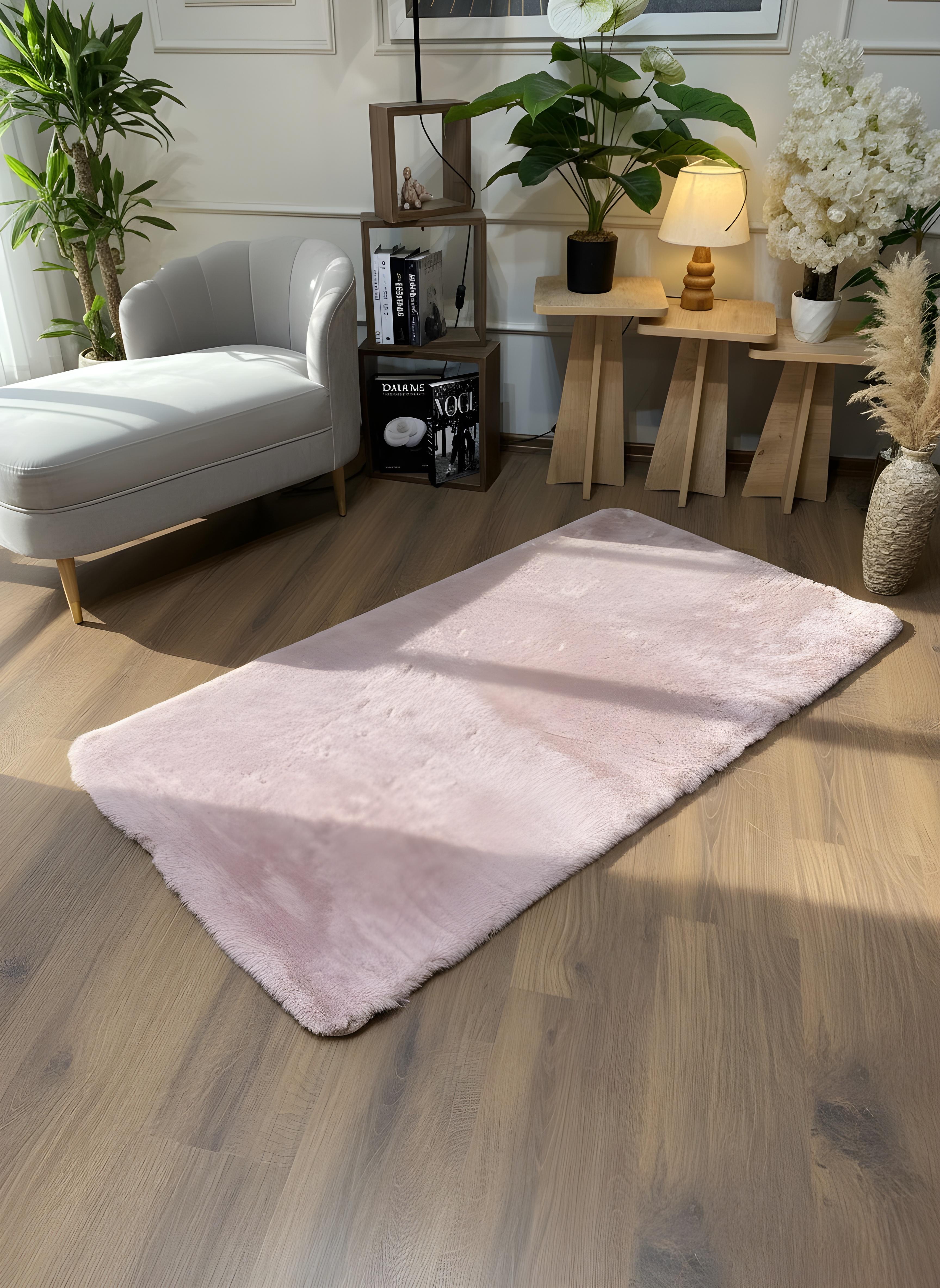 TAVŞAN PUDRA -  Kaymaz Deri Taban Tavşan Shaggy Yatak Odası Oturma Odası Çocuk Odası Halısı