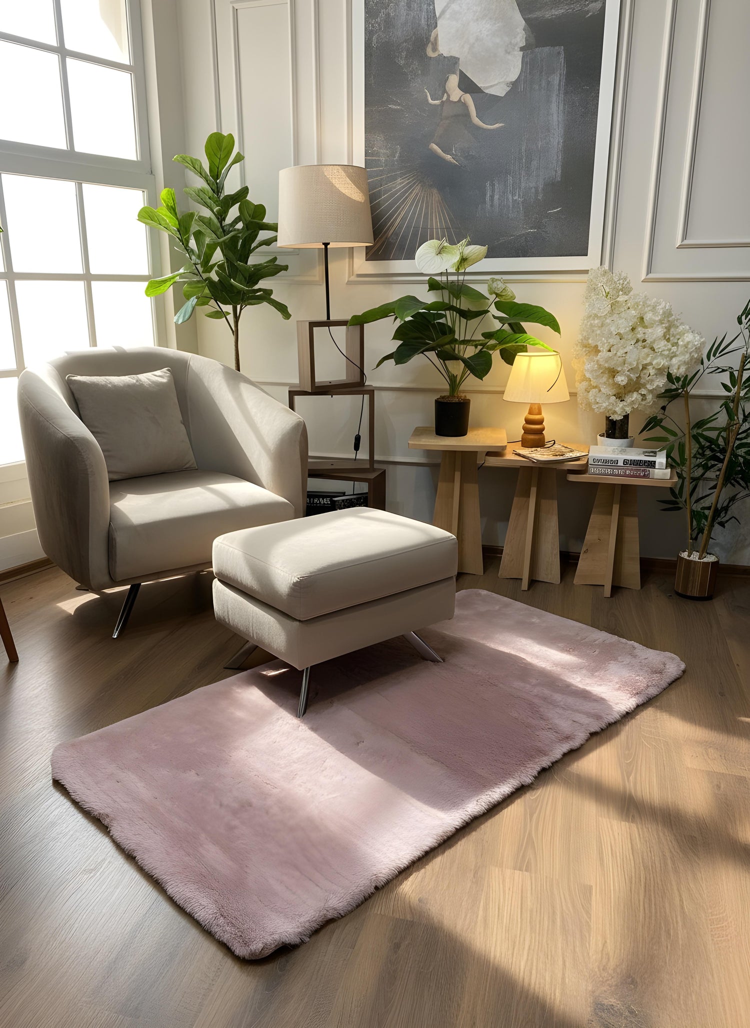 TAVŞAN PUDRA -  Kaymaz Deri Taban Tavşan Shaggy Yatak Odası Oturma Odası Çocuk Odası Halısı