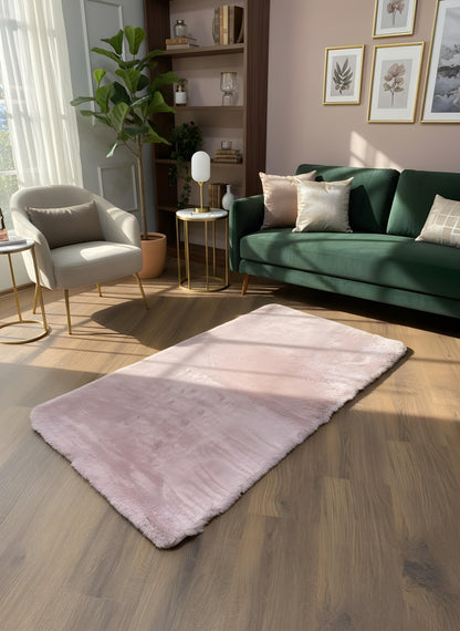 TAVŞAN PUDRA -  Kaymaz Deri Taban Tavşan Shaggy Yatak Odası Oturma Odası Çocuk Odası Halısı