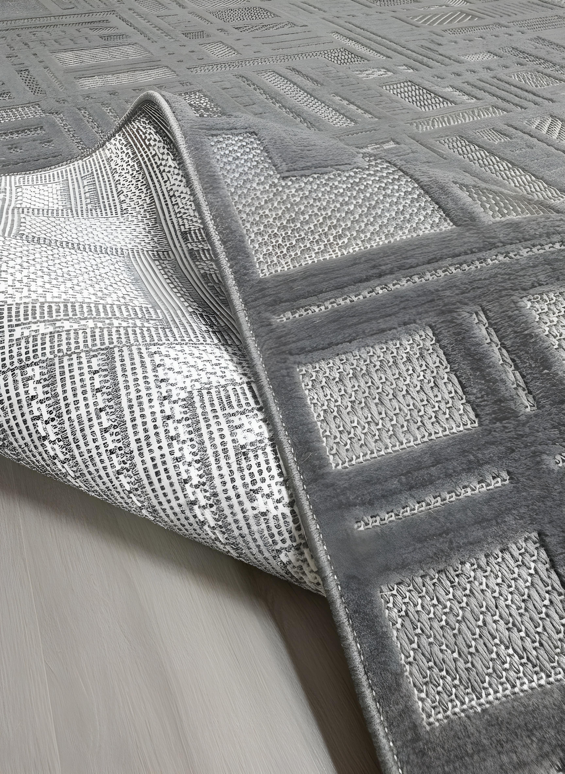 MYRA 448 Antrasit Geometrik Desenli Modern Salon Mutfak Koridor Balkon Halısı