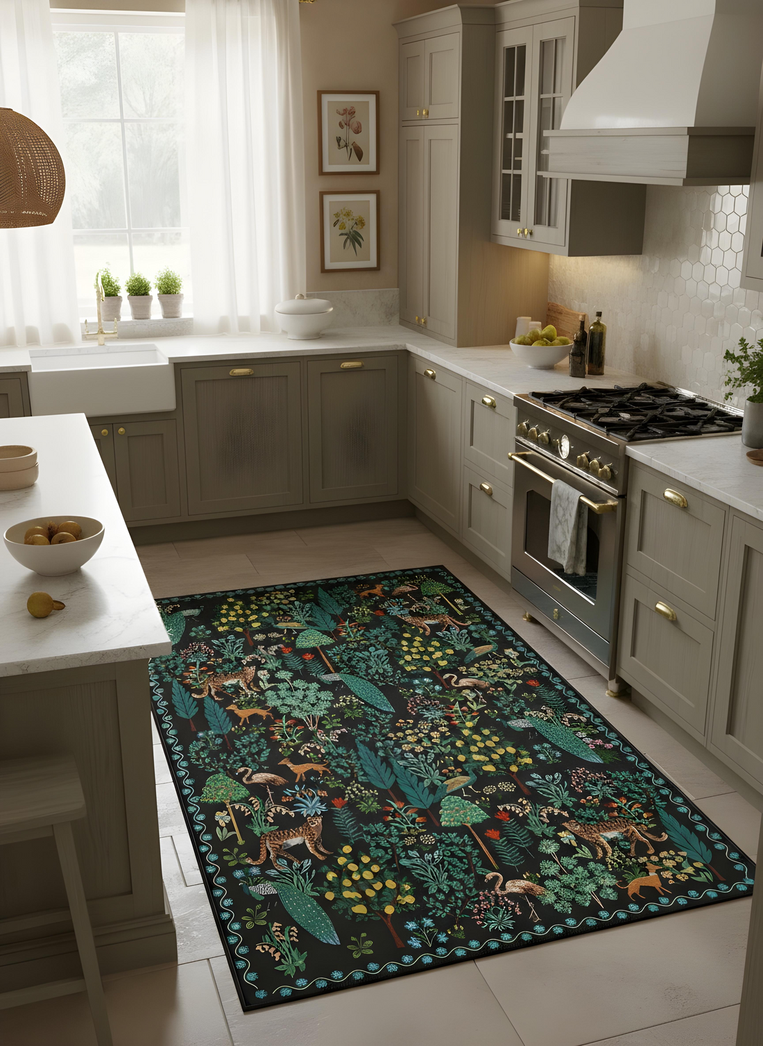 Arte HD025 Ağaç Çiçek Hayvan Temalı Modern Renkli Dekoratif Dokuma Halı