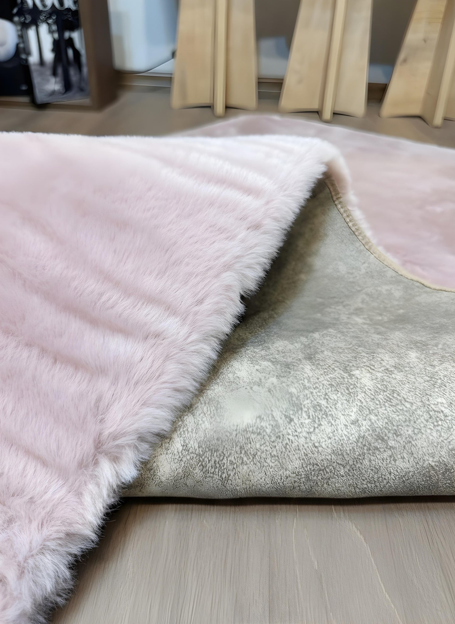 TAVŞAN PUDRA -  Kaymaz Deri Taban Tavşan Shaggy Yatak Odası Oturma Odası Çocuk Odası Halısı