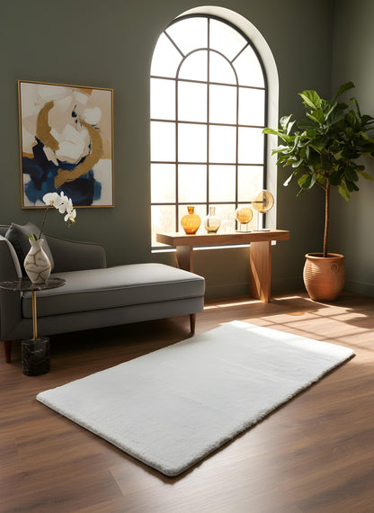 TAVŞAN GRİ -  Kaymaz Deri Taban Tavşan Shaggy Yatak Odası Oturma Odası Çocuk Odası Halısı