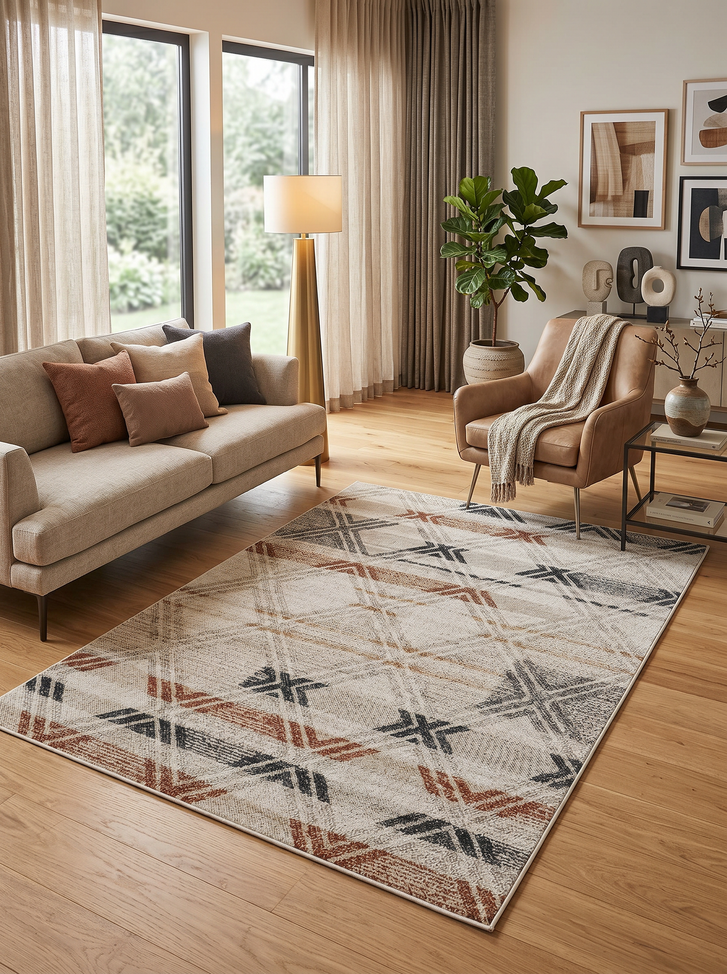 ARTE VN052 Geometrik Desenli Renkli Dekoratif Salon Mutfak Koridor Halısı