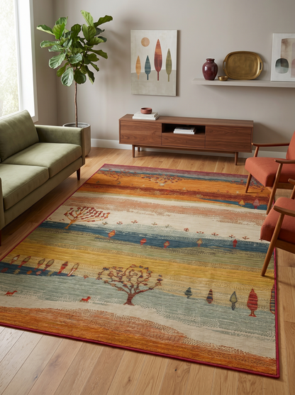 Arte DS299 Vintage Orman Desenli Dekoratif Dokuma Halı