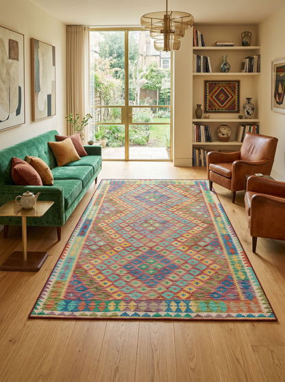 ARTE VN058 Klasik Geometrik Desenli Renkli Dekoratif Salon Mutfak Koridor Halısı
