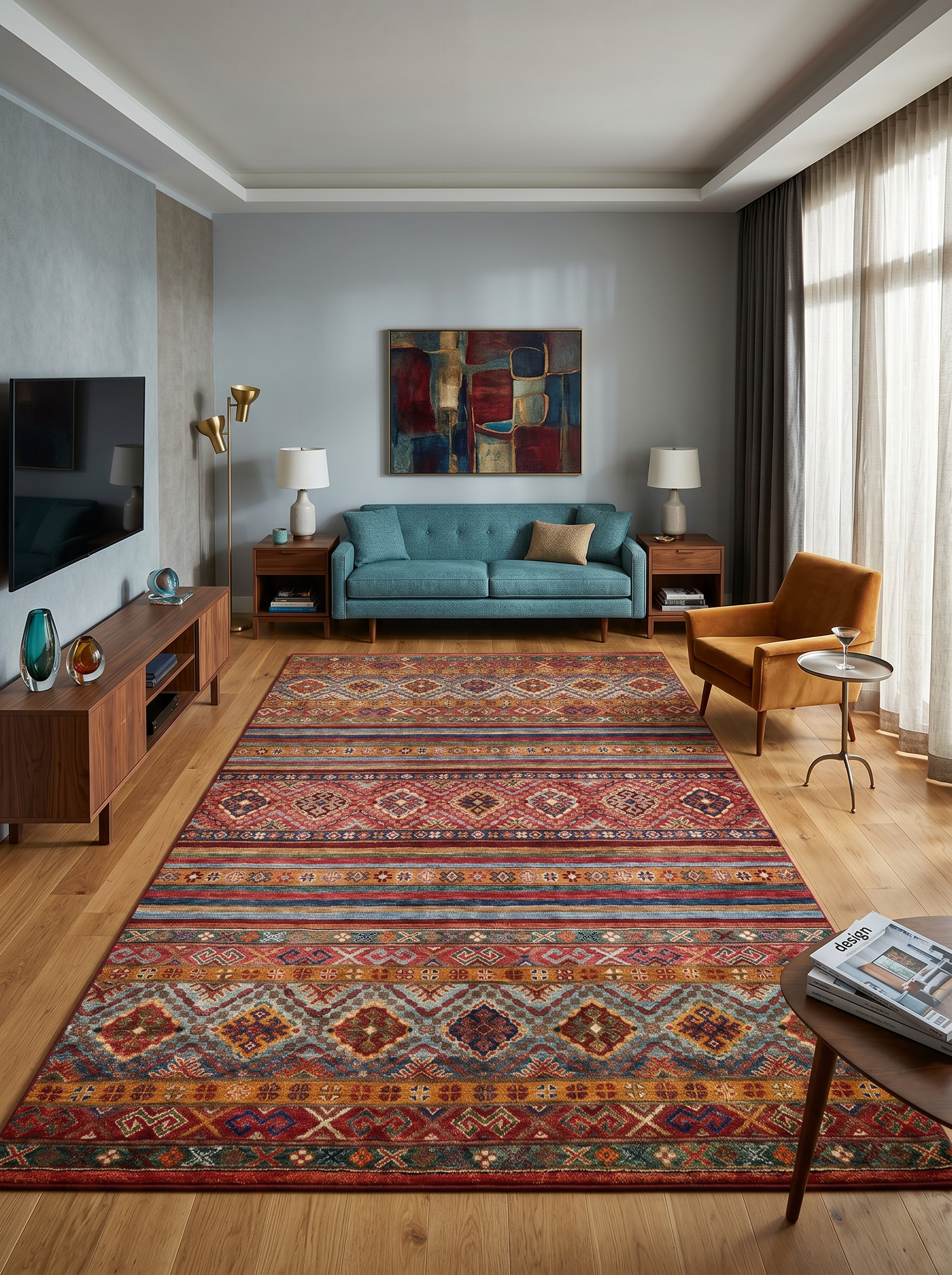 ARTE VN075 Klasik Desenli Figürlü Renkli Dekoratif Salon Mutfak Koridor Halısı